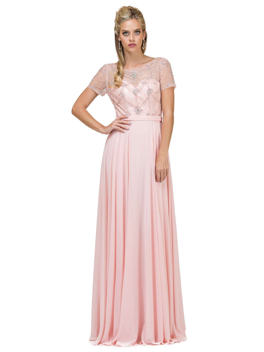 Dancing Queen 2067 prom dress in blush, front view