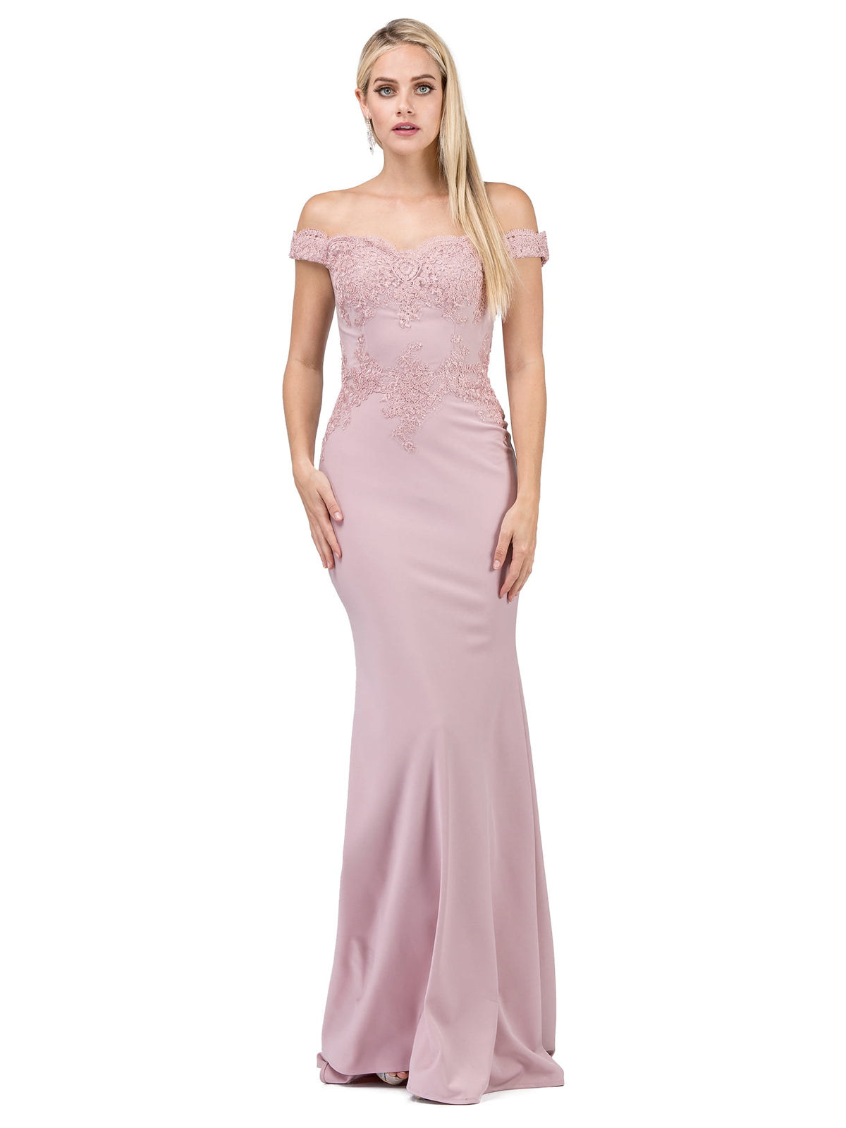 Dancing Queen 2562 prom dress in dusty pink, front view