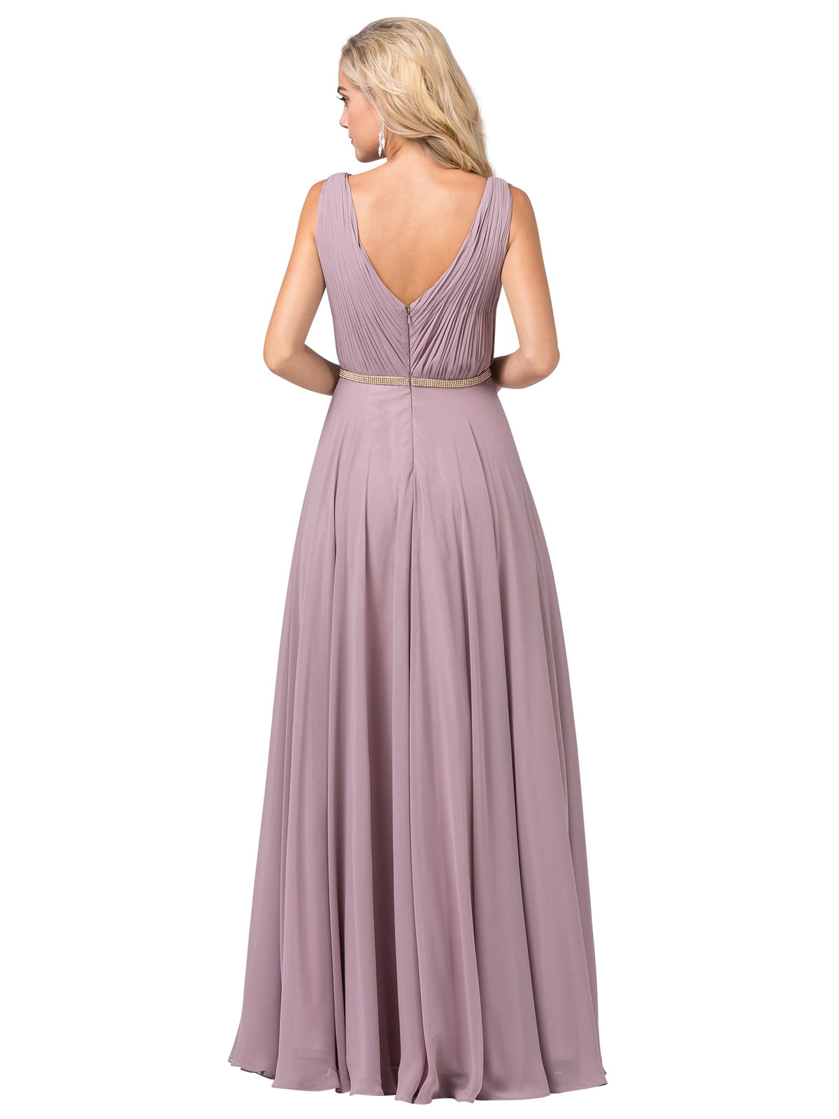 Dancing Queen 2588 prom dress in mocha, back view