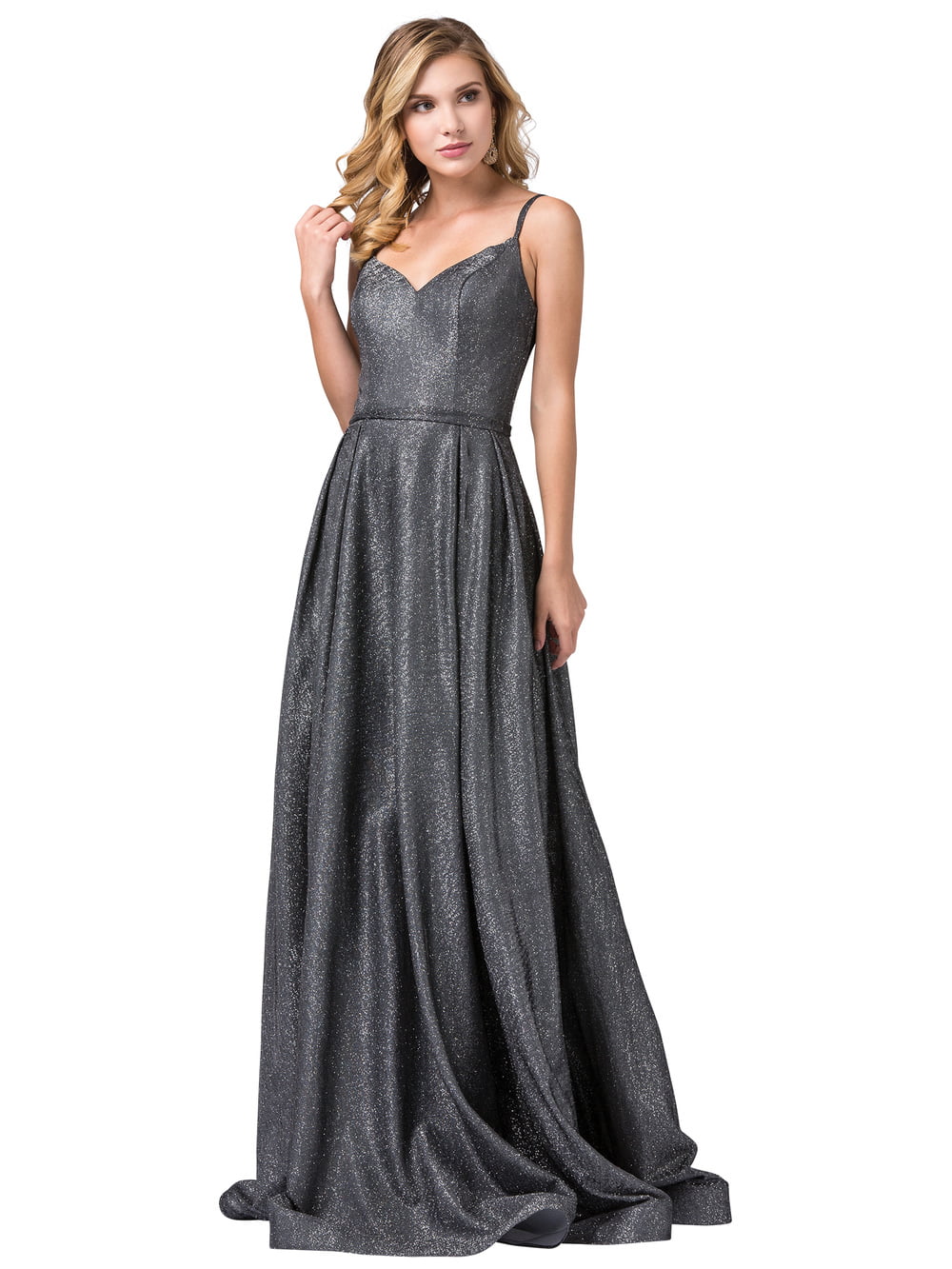 Dancing Queen 2720 prom dress in charcoal, front view