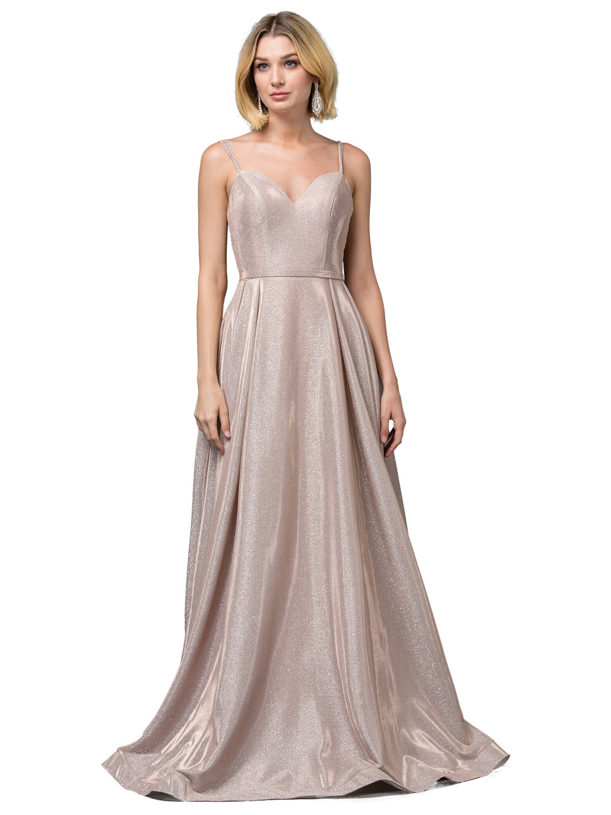 Dancing Queen 2720 prom dress in rose gold, front view