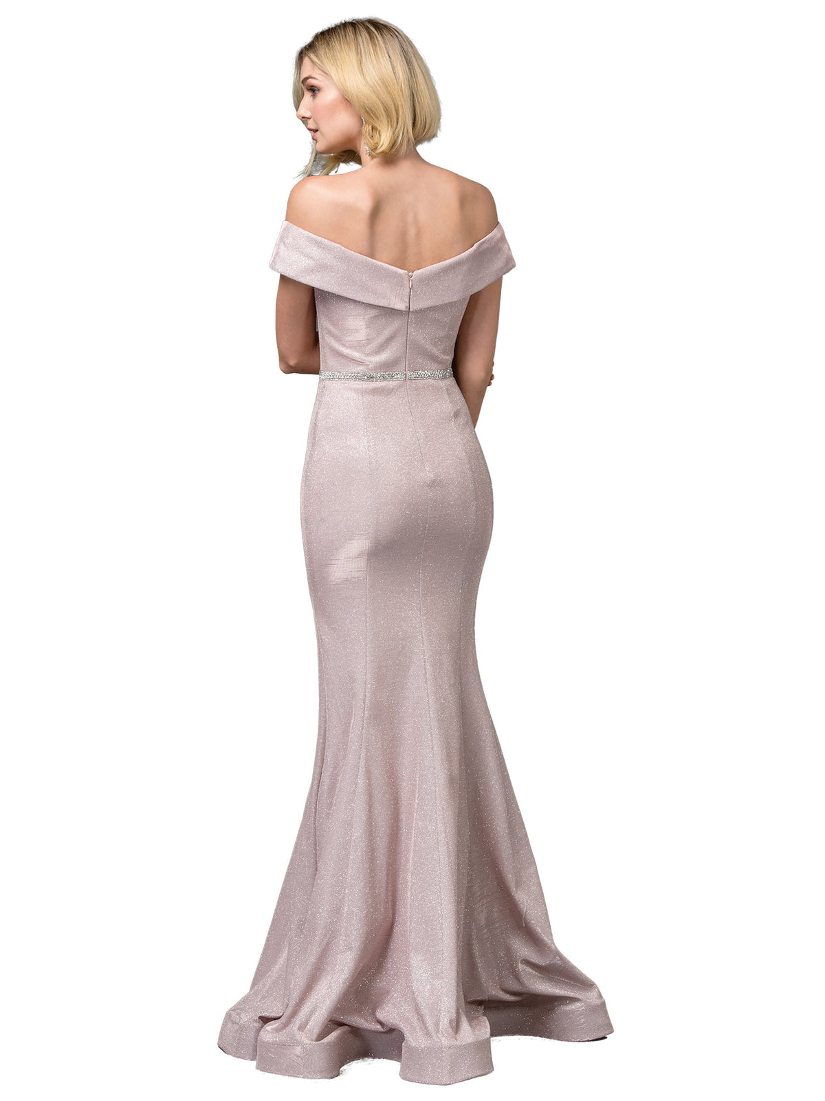 Dancing Queen 2871 prom dress in rose gold, back view