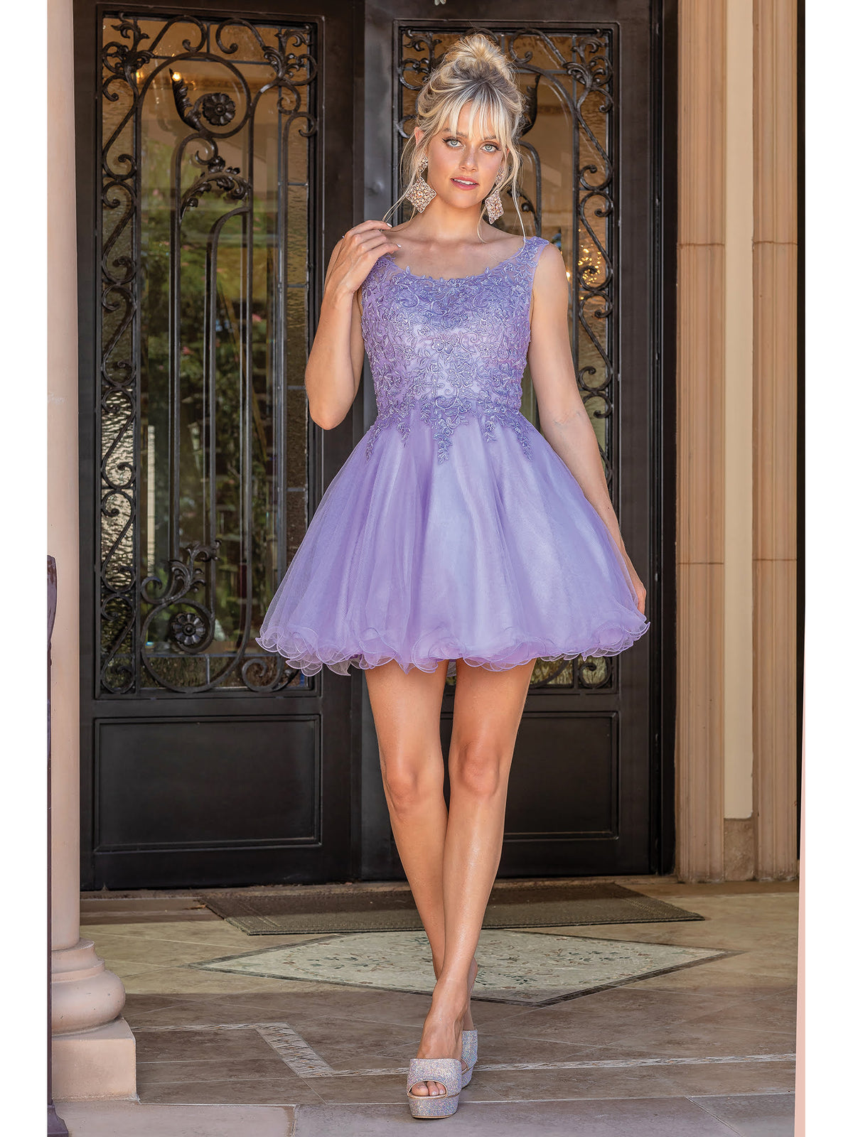Dancing Queen 3304 homecoming dress in lilac, front view