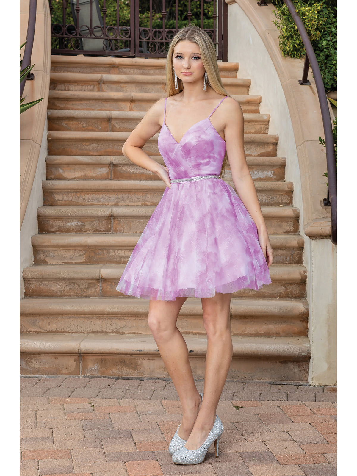 Dancing Queen 3322 homecoming dress in pink, front view