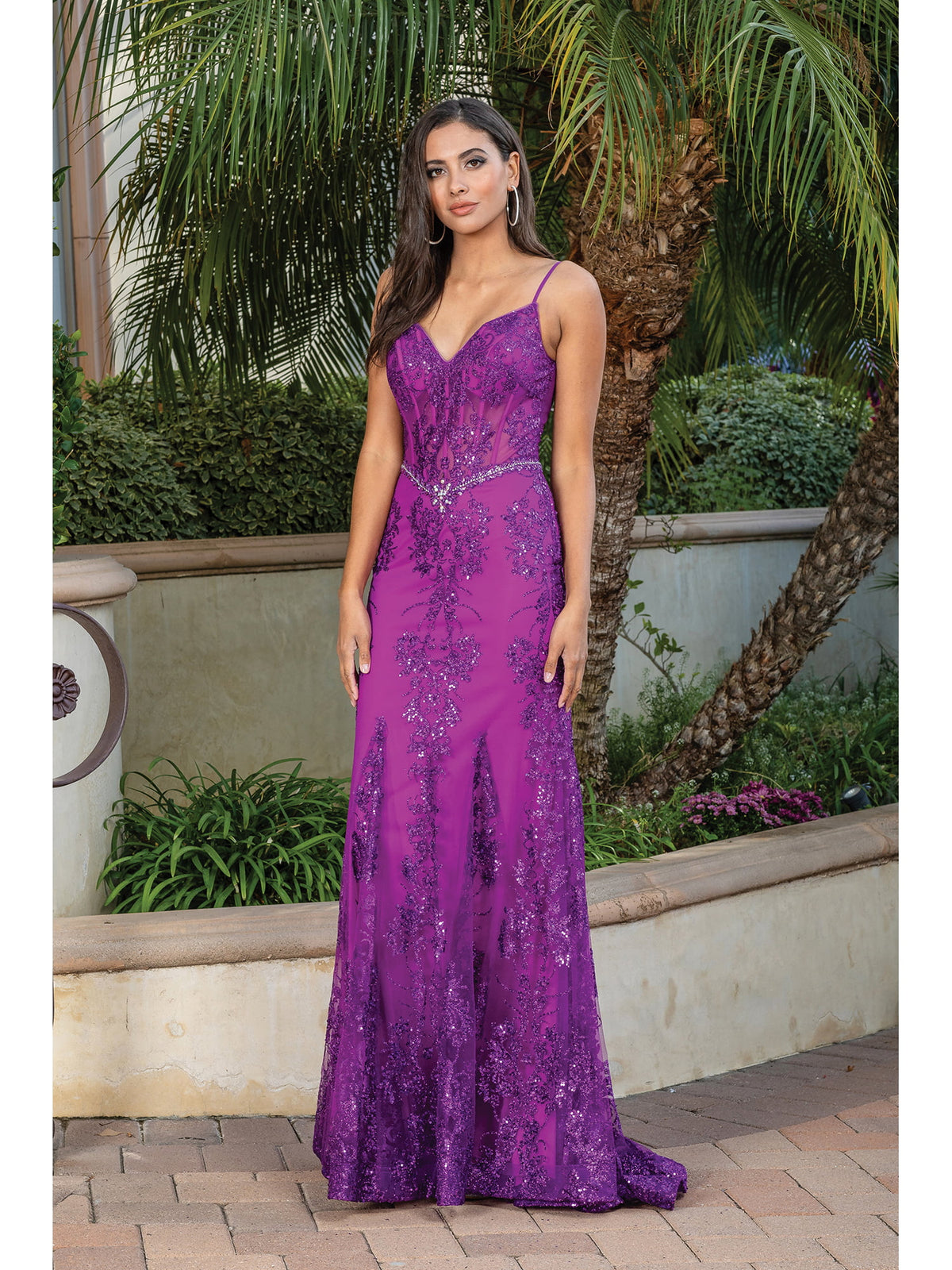 Dancing Queen 4118 prom dress in magenta, additional view