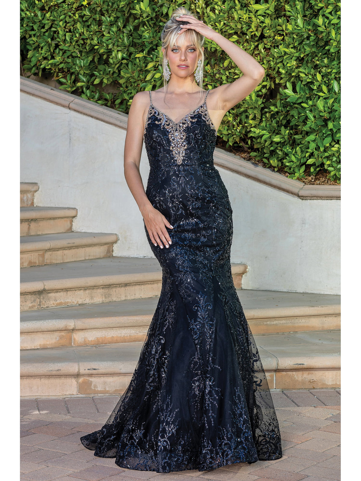 Dancing Queen 4250 prom dress in black, front view