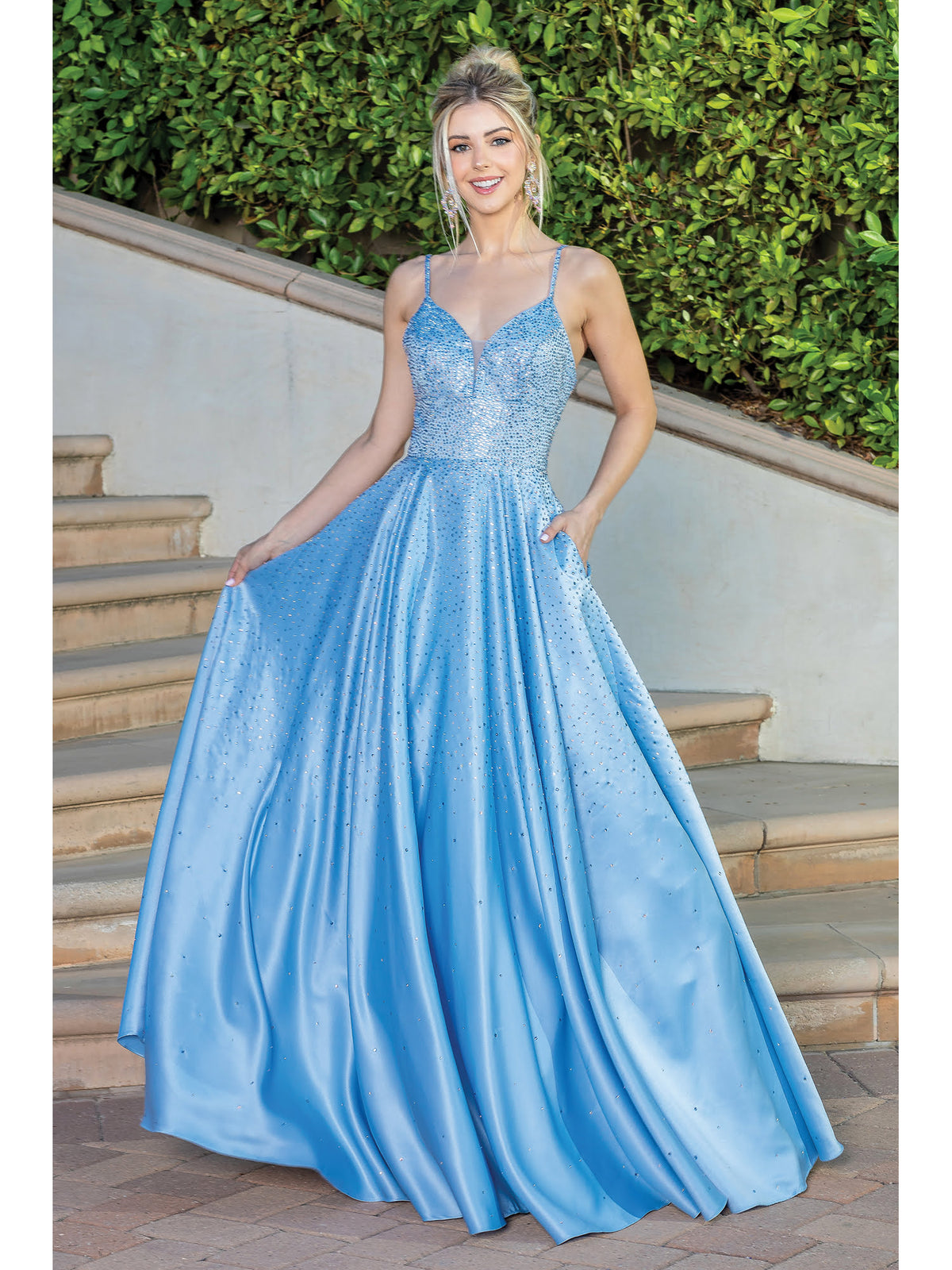 Dancing Queen 4256 prom dress in bahama blue, additional view