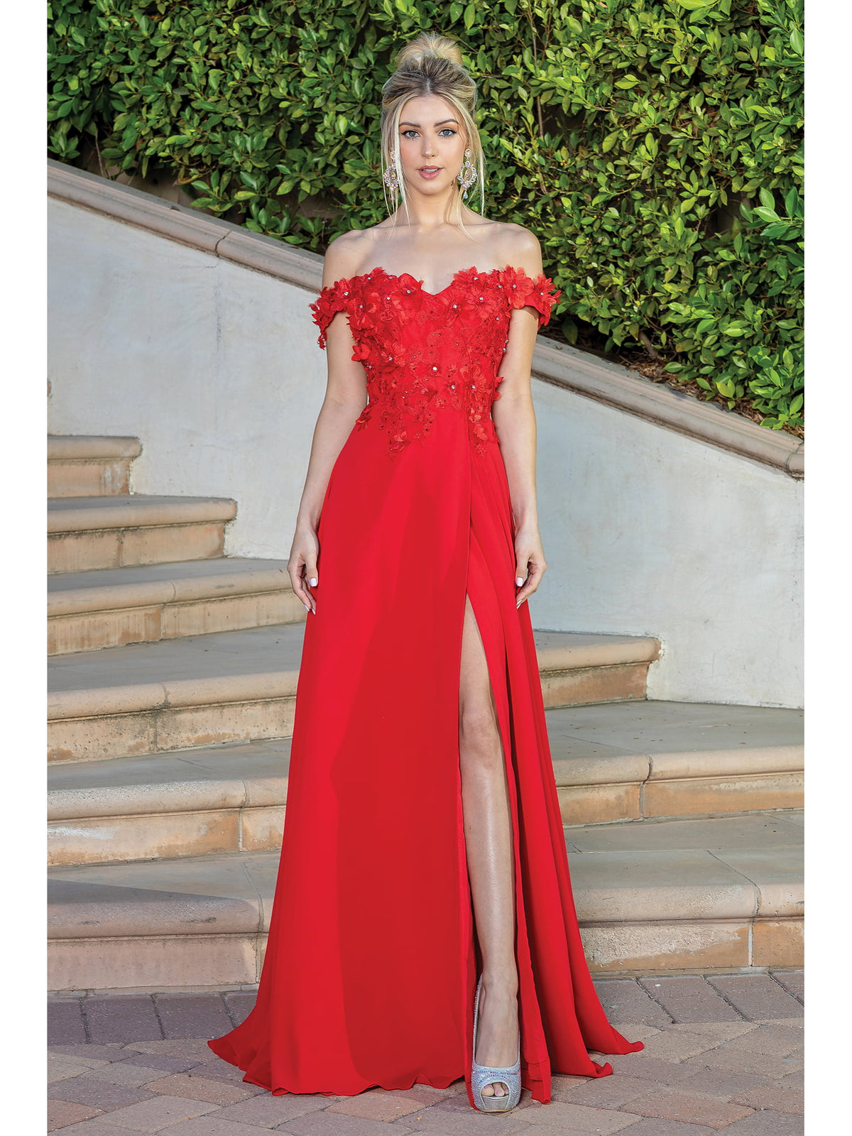 Dancing Queen 4268 prom dress in red, additional view