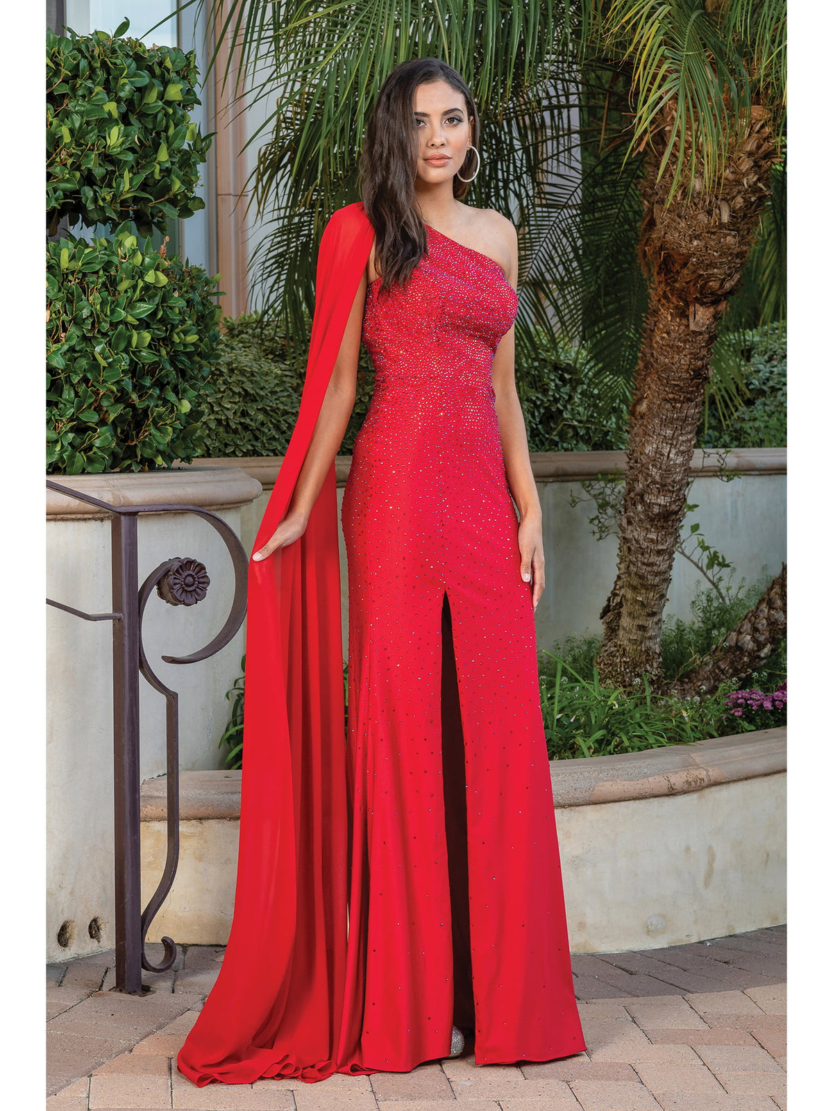 Dancing Queen 4284 prom dress in red, additional view