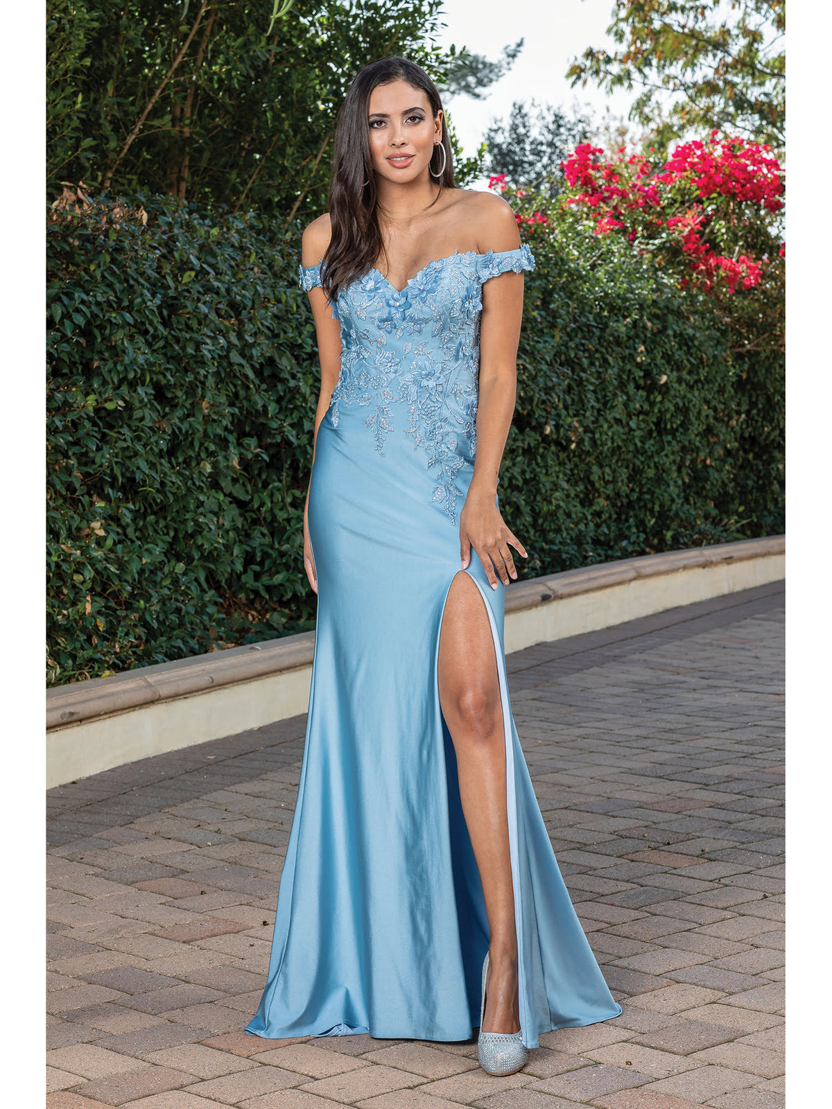 Dancing Queen 4291 prom dress in dusty blue, additional view