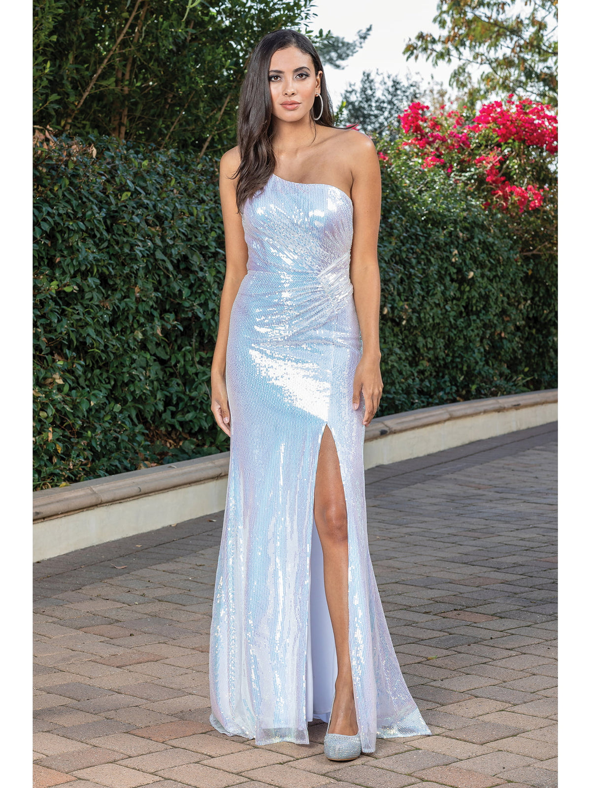 Dancing Queen 4301 prom dress in white, front view