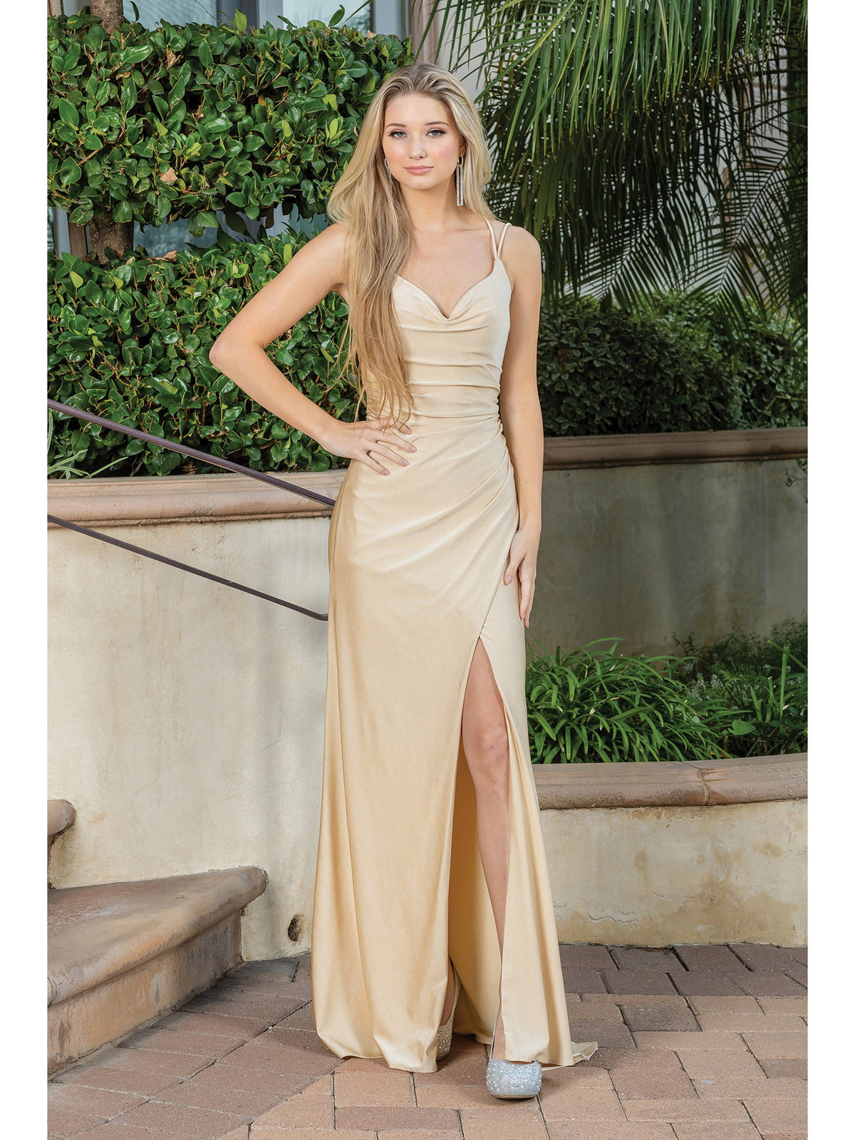 Dancing Queen 4305 prom dress in champagne, additional view