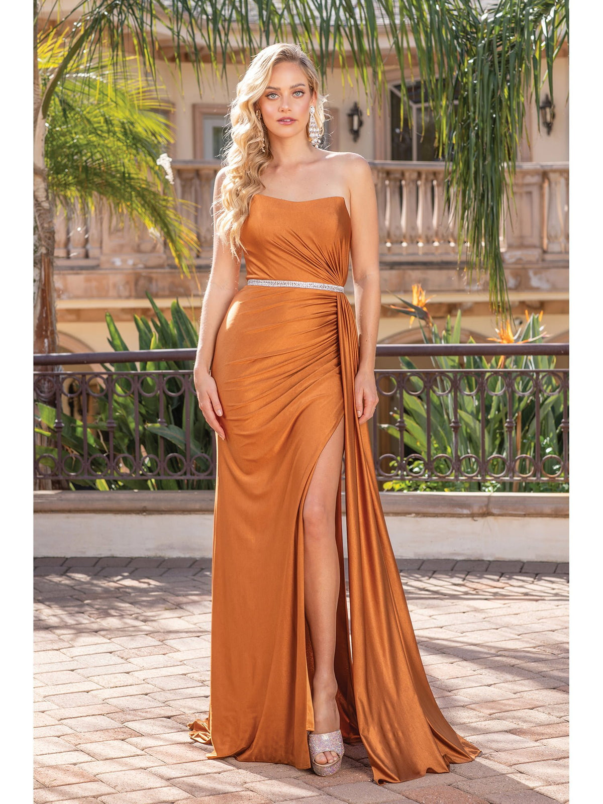 Dancing Queen 4324 prom dress in sienna, front view