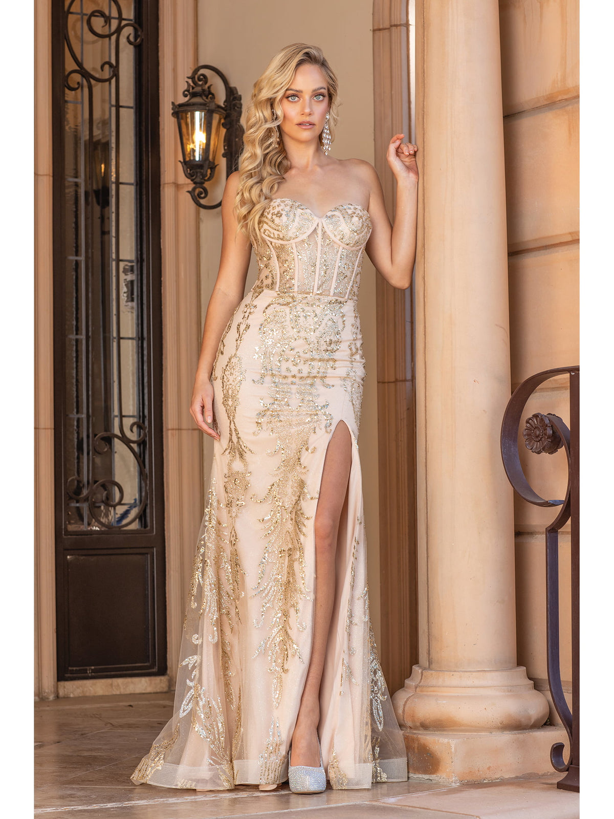 Dancing Queen 4335 prom dress in gold, additional view