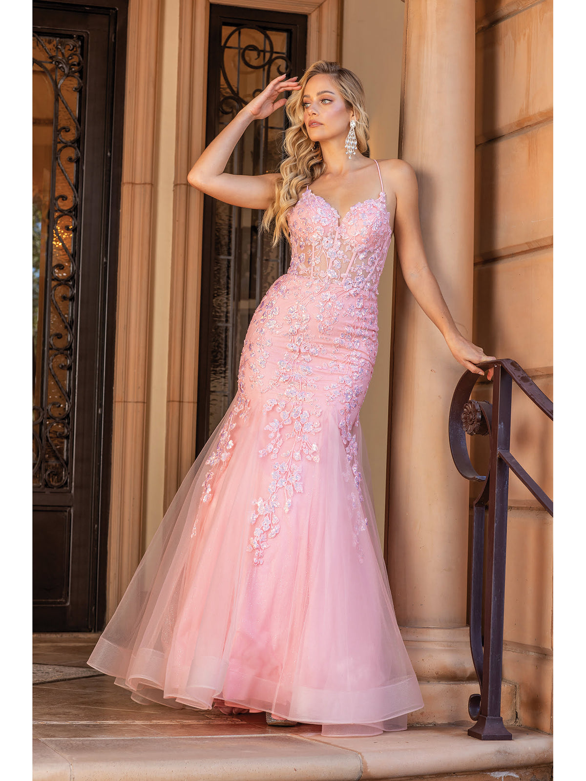 Dancing Queen 4353 prom dress in blush, front view