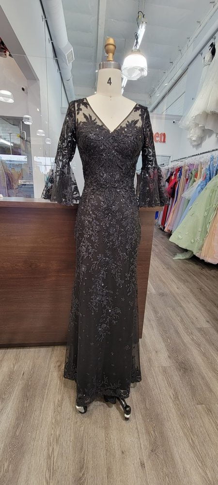 Dancing Queen 4361 prom dress in black, front view