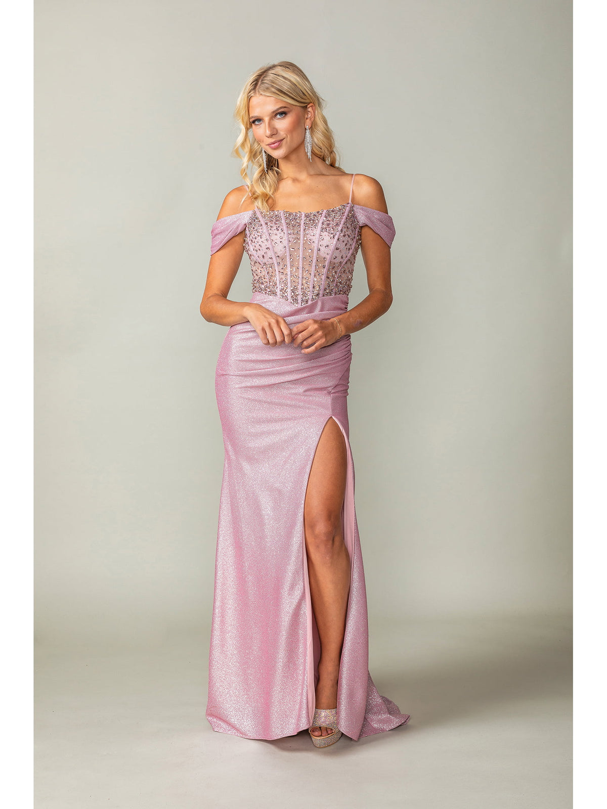 Dancing Queen 4367 prom dress in blush, front view