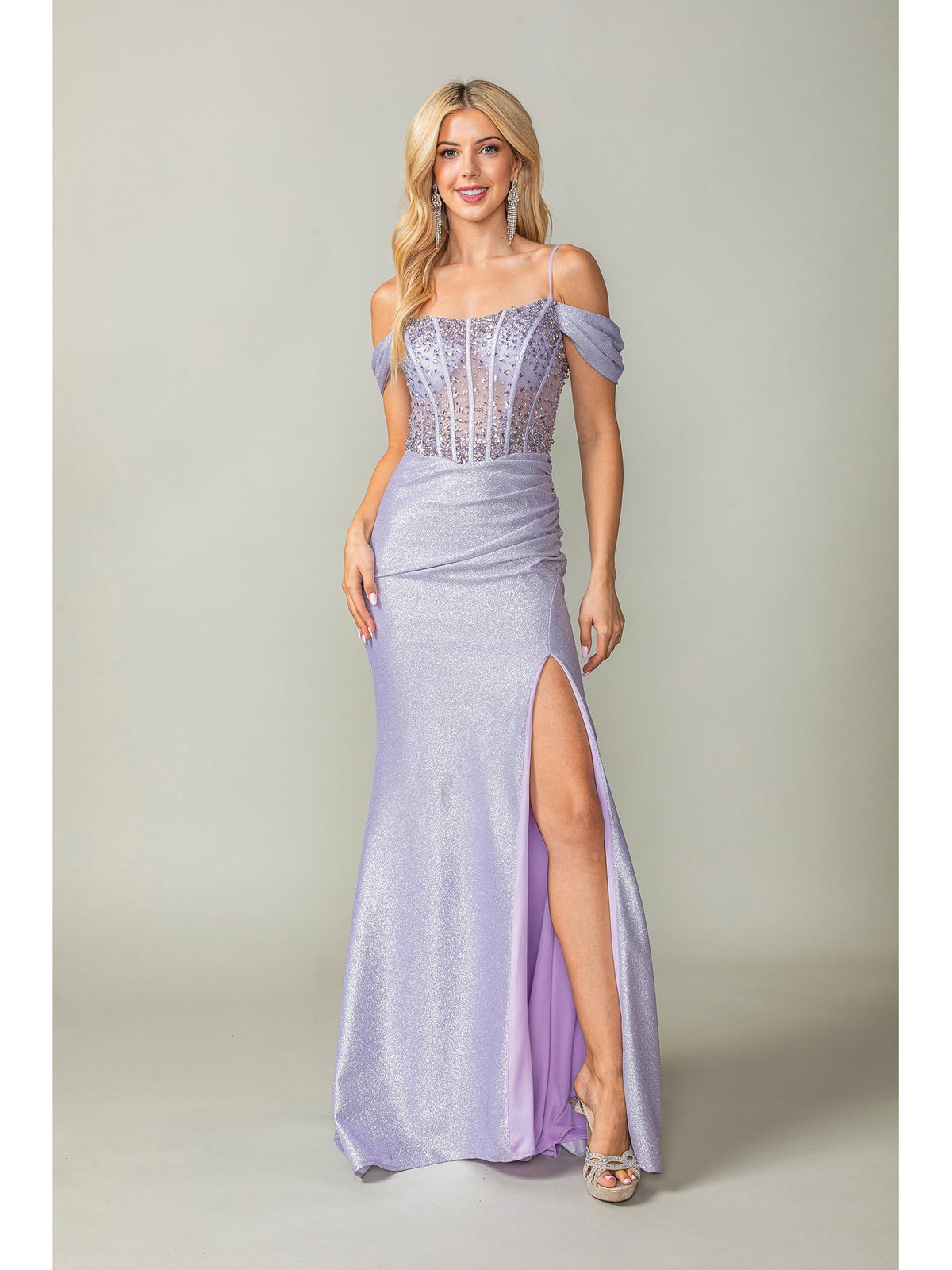 Dancing Queen 4367 prom dress in lilac, front view