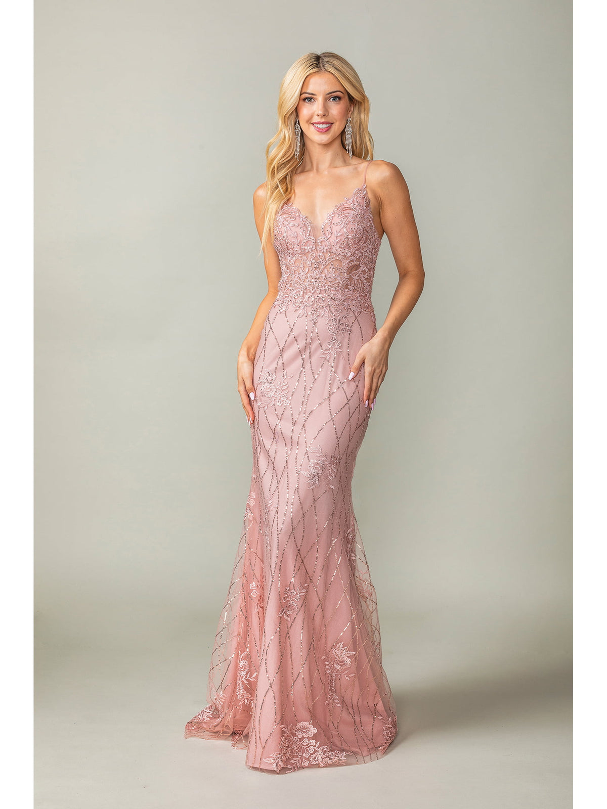 Dancing Queen 4371 prom dress in dark blush, front view