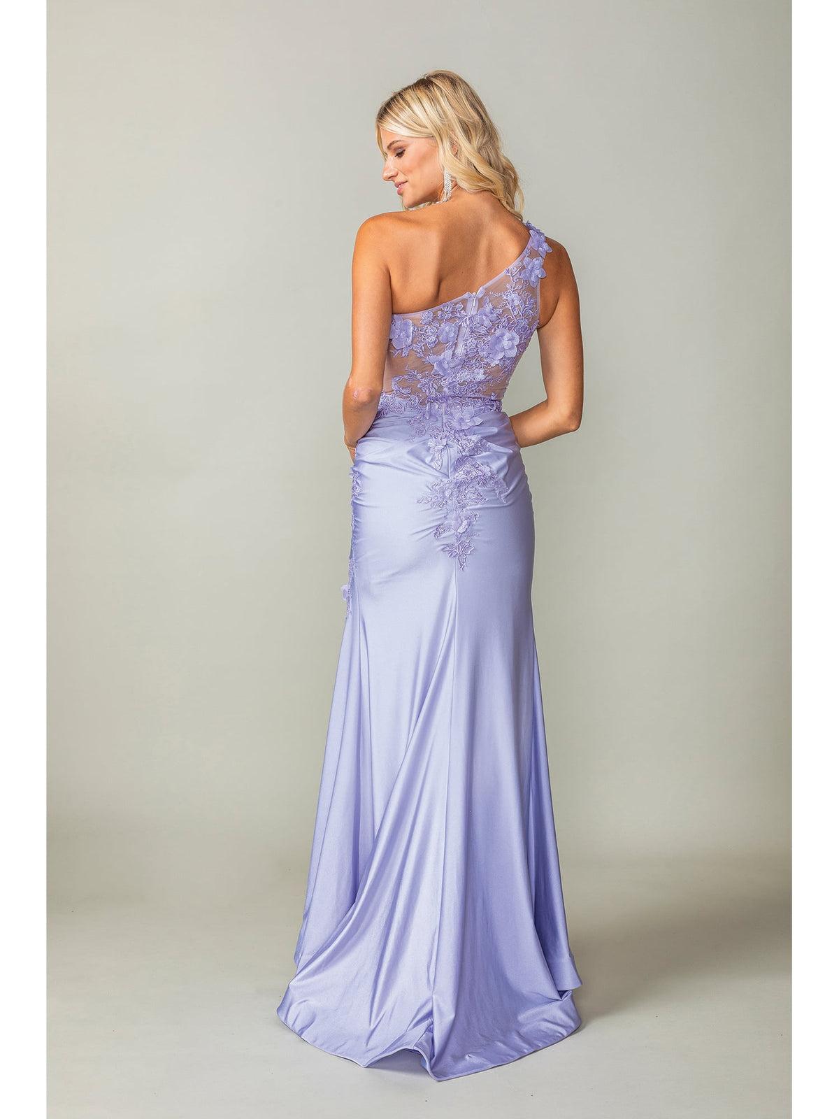 Dancing Queen 4381 prom dress in lilac, back view