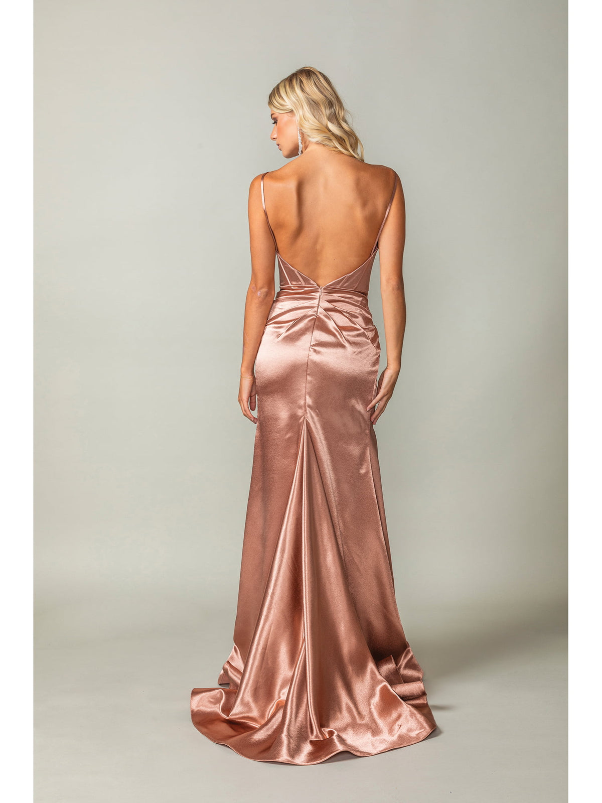 Dancing Queen 4404 prom dress in copper, back view