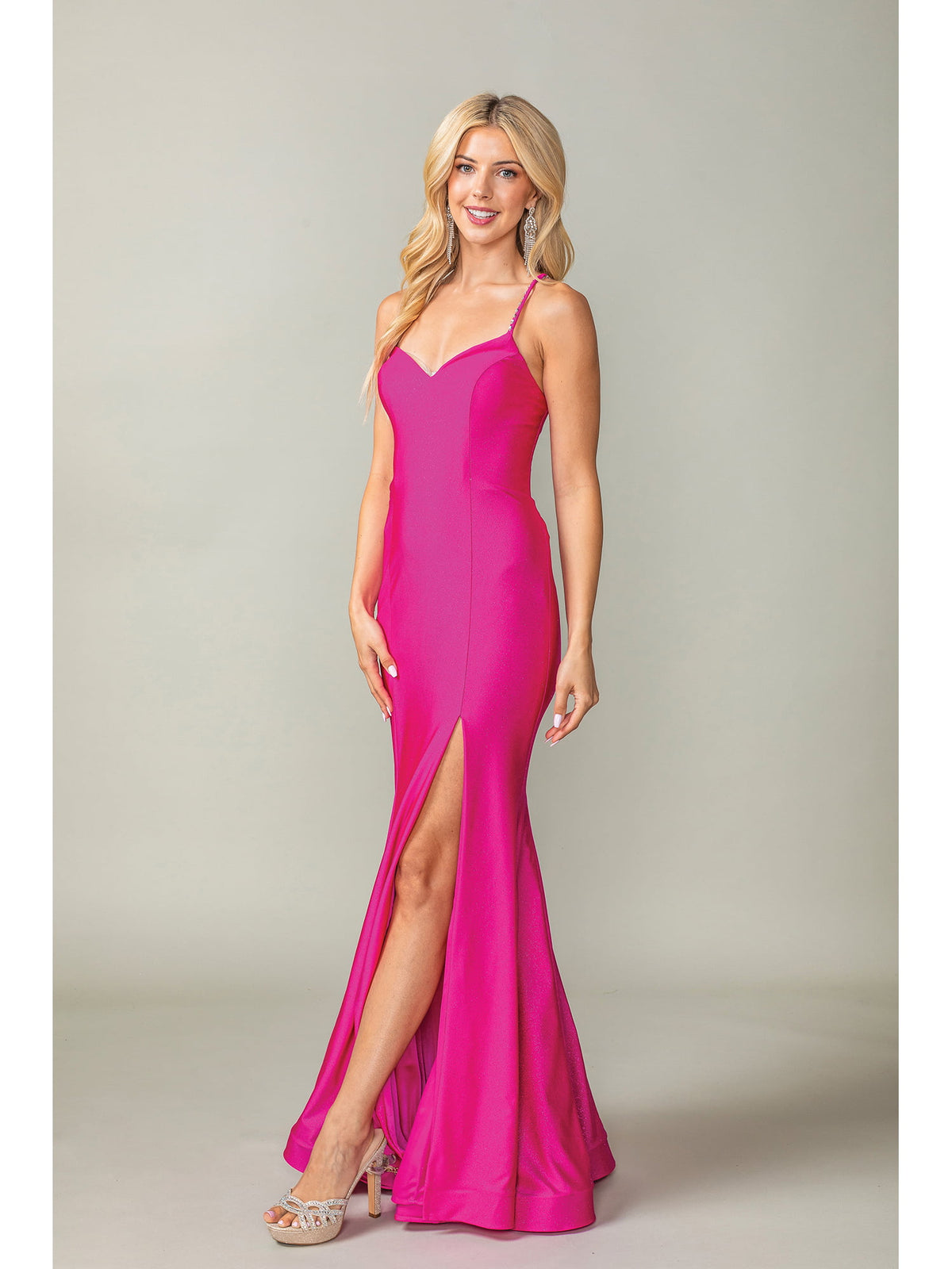 Dancing Queen 4409 prom dress in fuchsia, front view