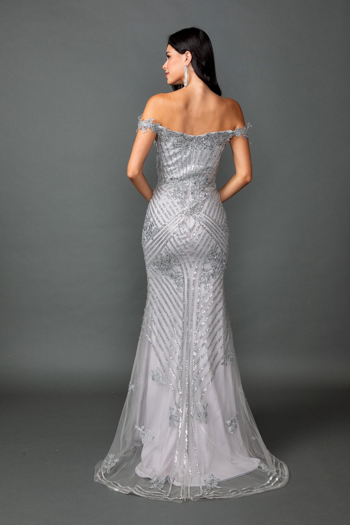Dancing Queen 4600 dress in Silver, back view