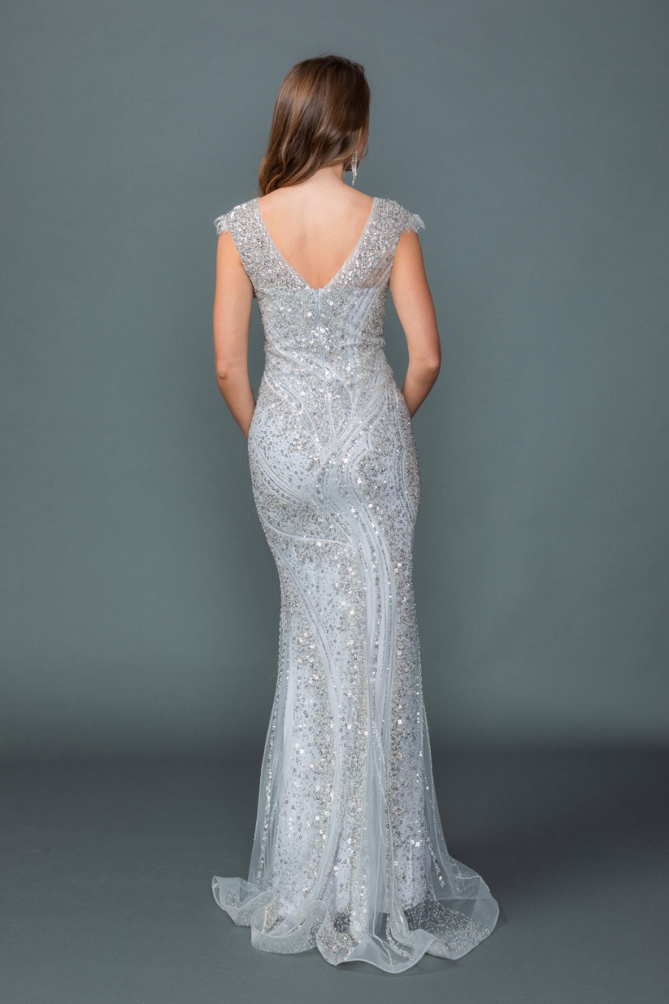 Dancing Queen 4613 dress in Silver, back view
