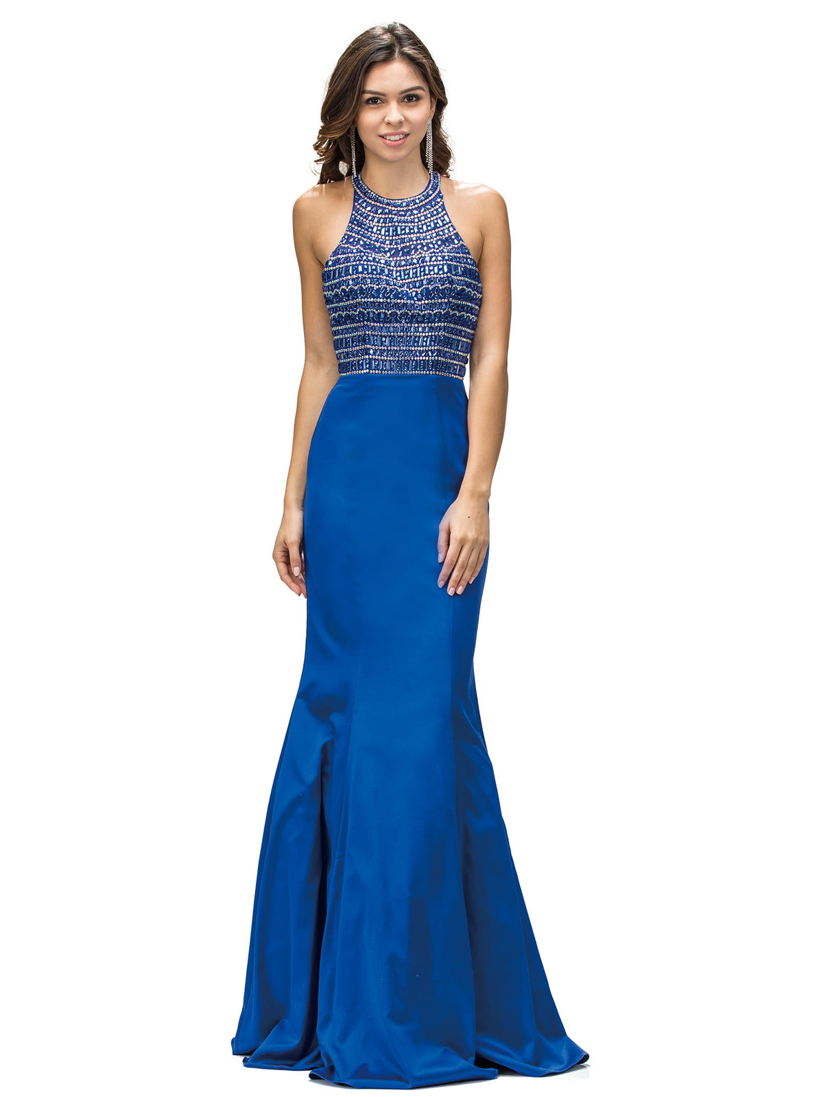 Dancing Queen 9355 prom dress in royal blue, front view