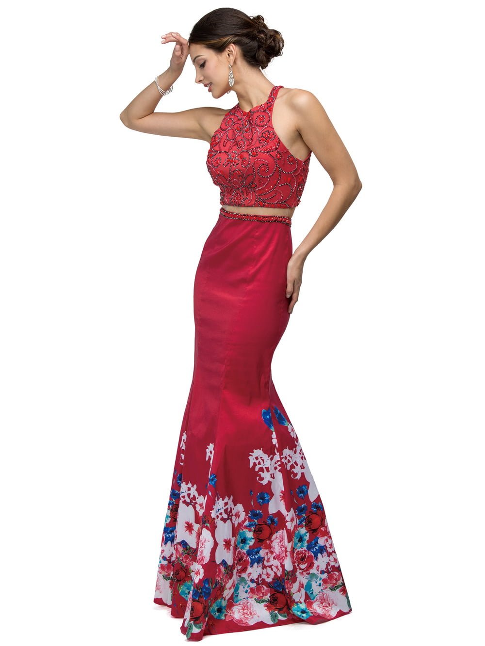Dancing Queen 9385TAF prom dress in red, front view