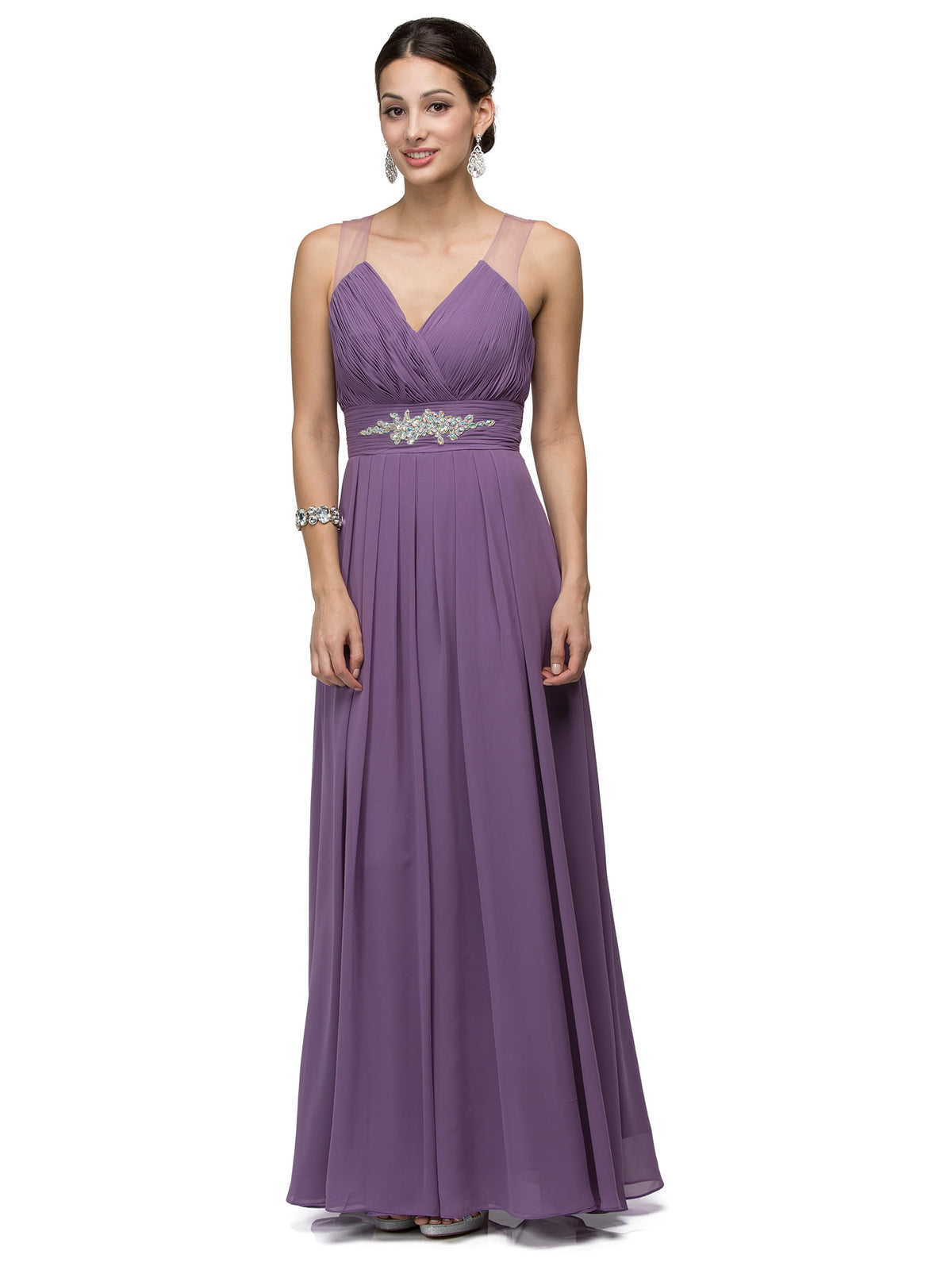 Dancing Queen 9539 bridesmaid,prom dress in dusty lilac, front view