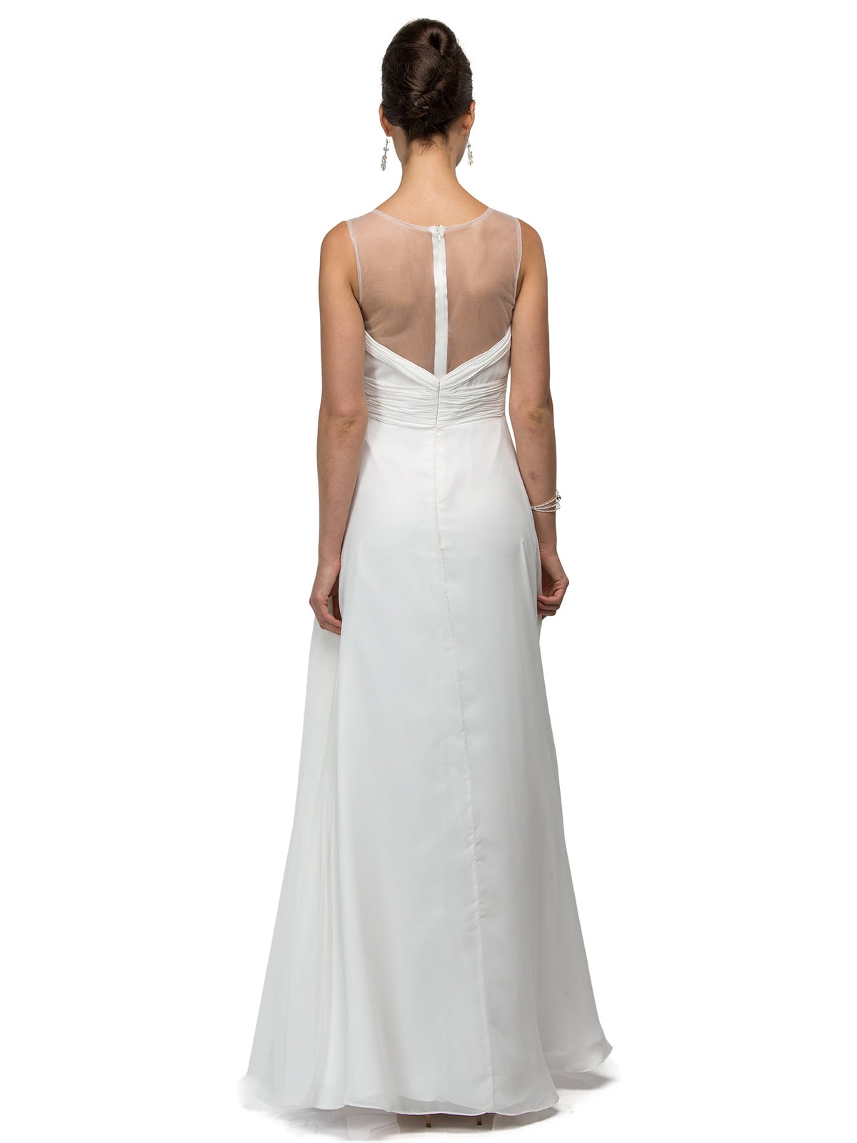 Dancing Queen 9539 bridesmaid,prom dress in off white, back view