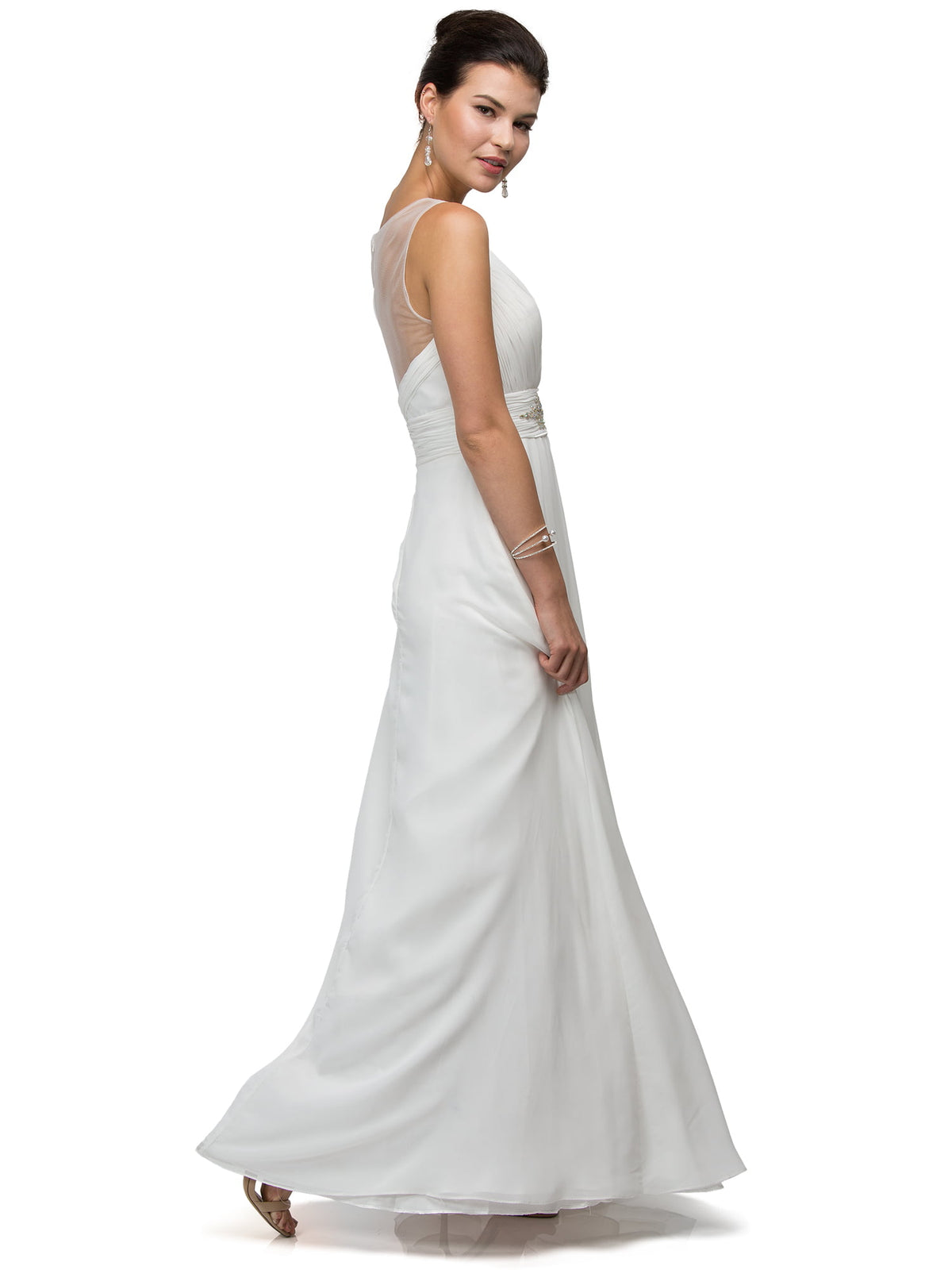 Dancing Queen 9539 bridesmaid,prom dress in off white, back view