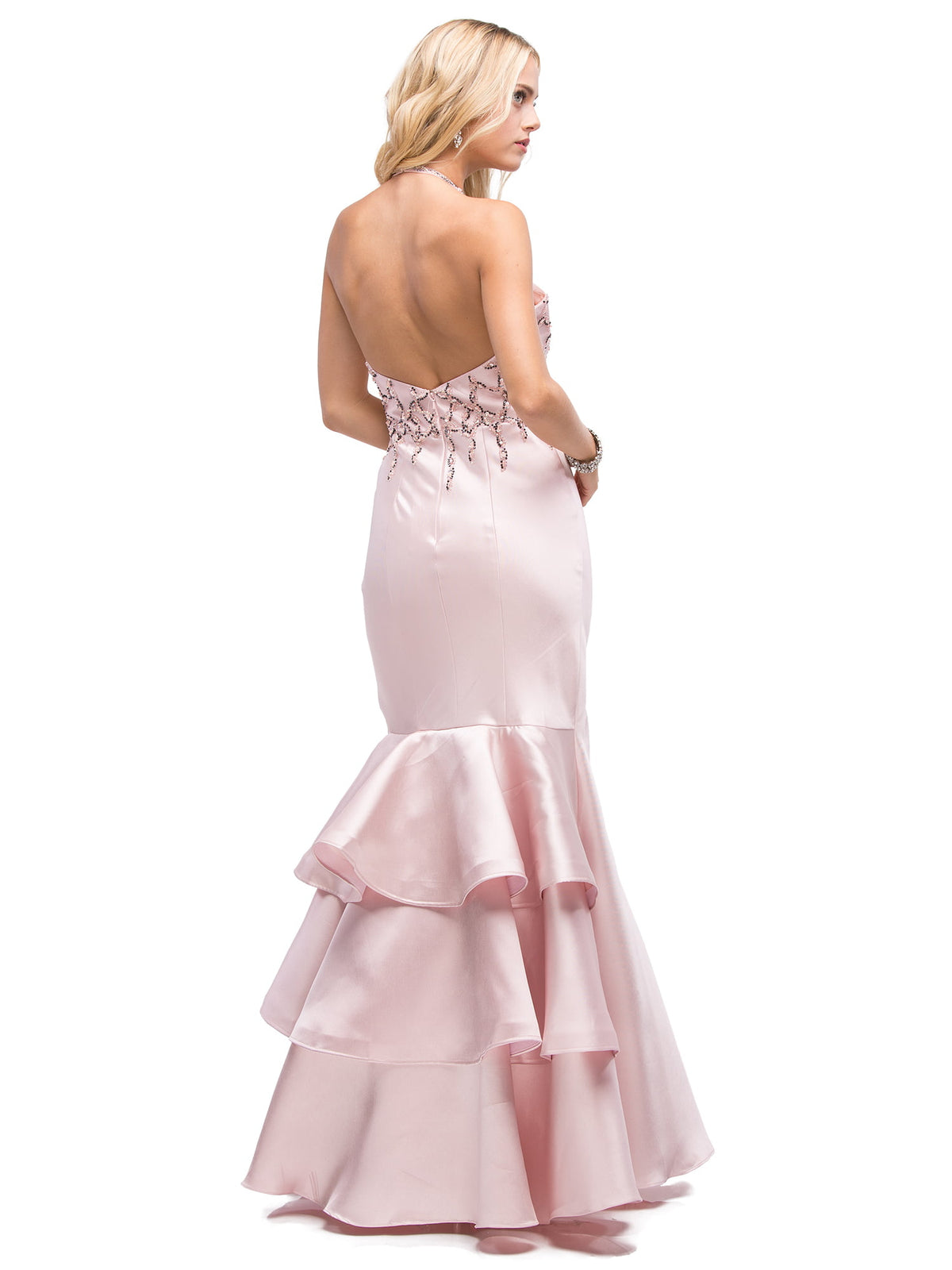 Dancing Queen 9910 prom dress in blush, back view