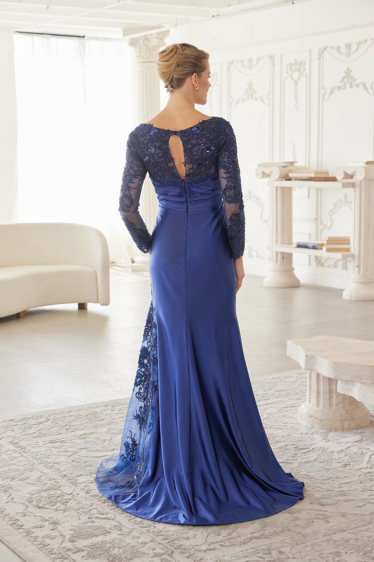 Adriana evening dress in Navy Blue