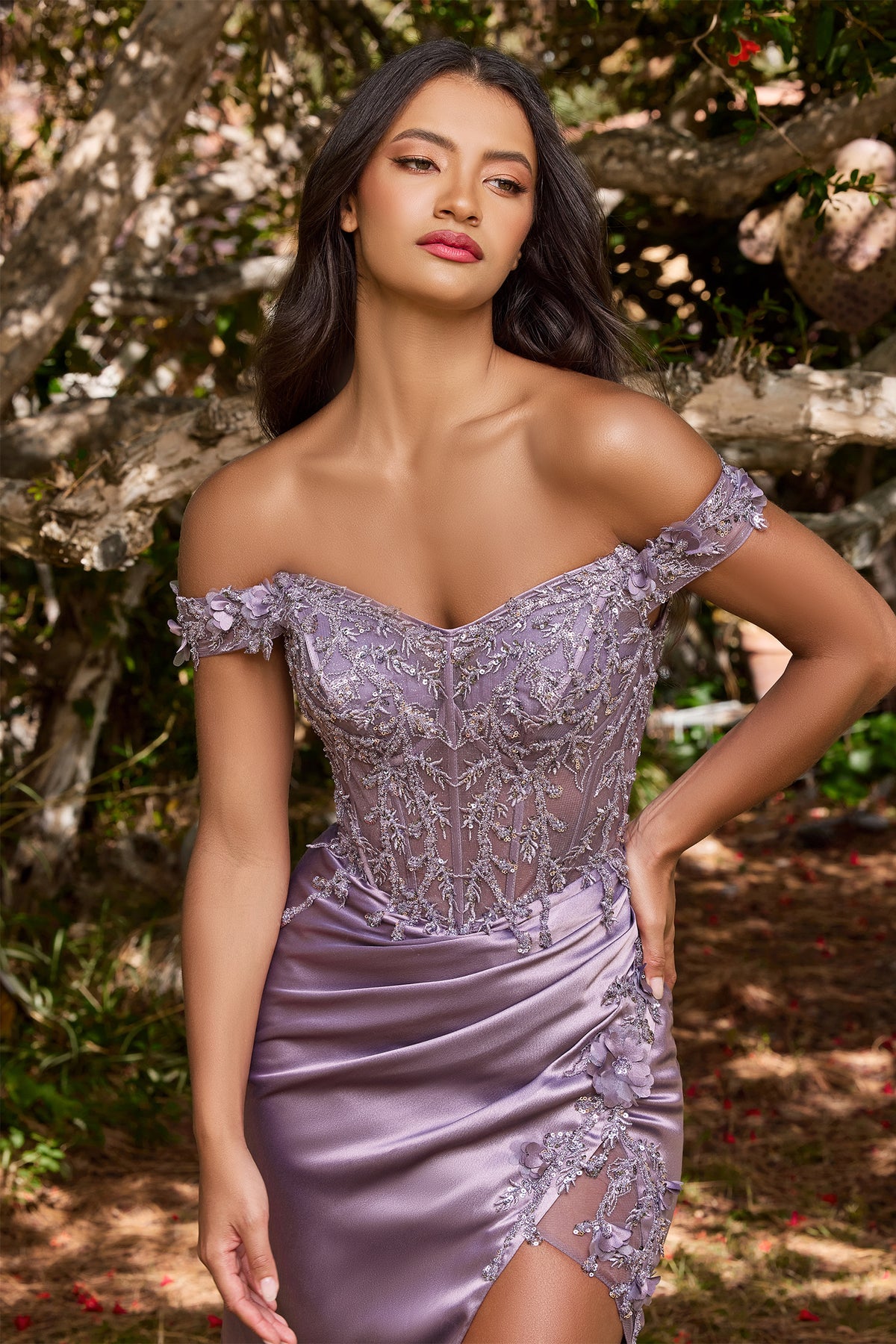 Alexa dress in Dusty Lavender — detail view