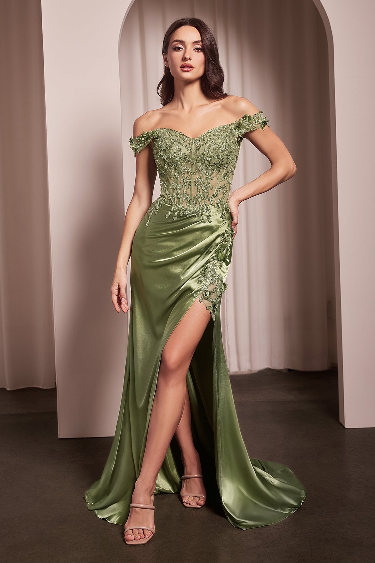 Alexa dress in Greenery — front view