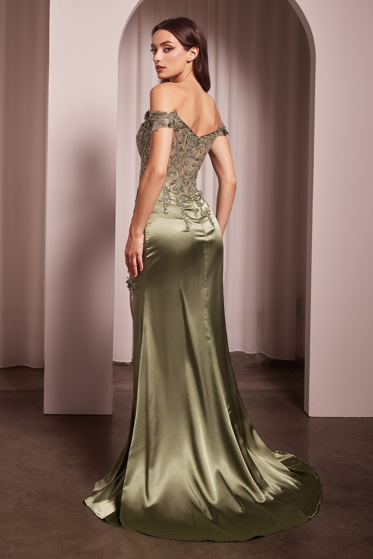 Alexa dress in Greenery — back view