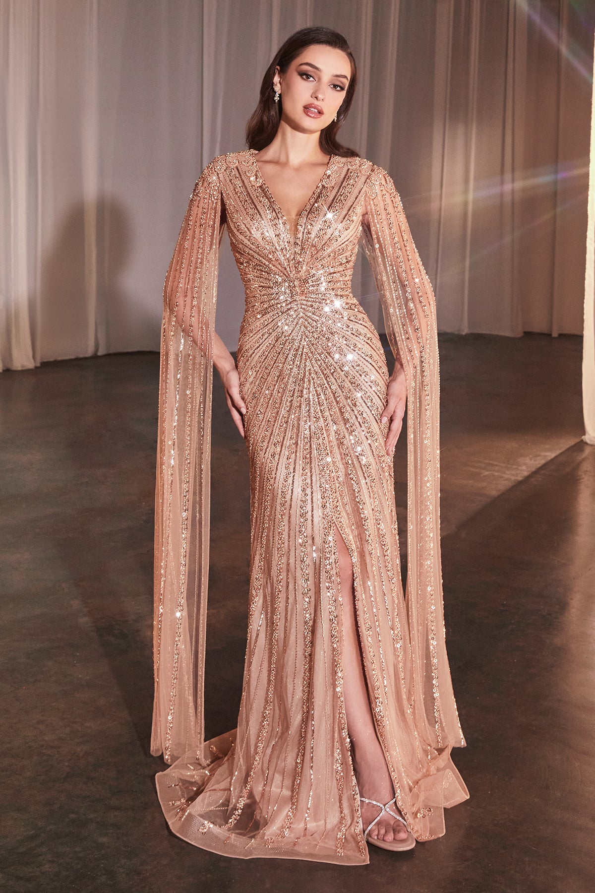 Alizabeth dress in Mocha Gold — front view