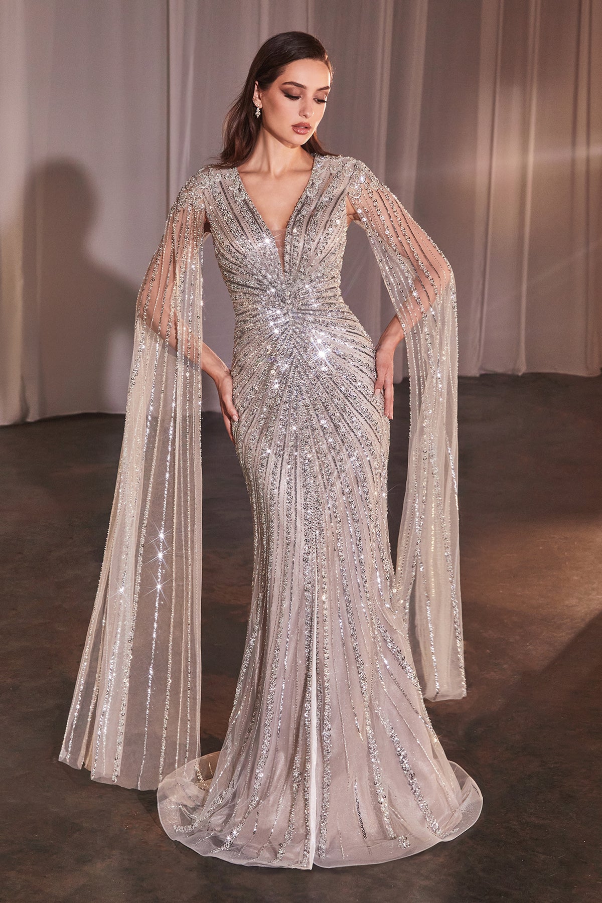Alizabeth dress in Silver/Nude — front view