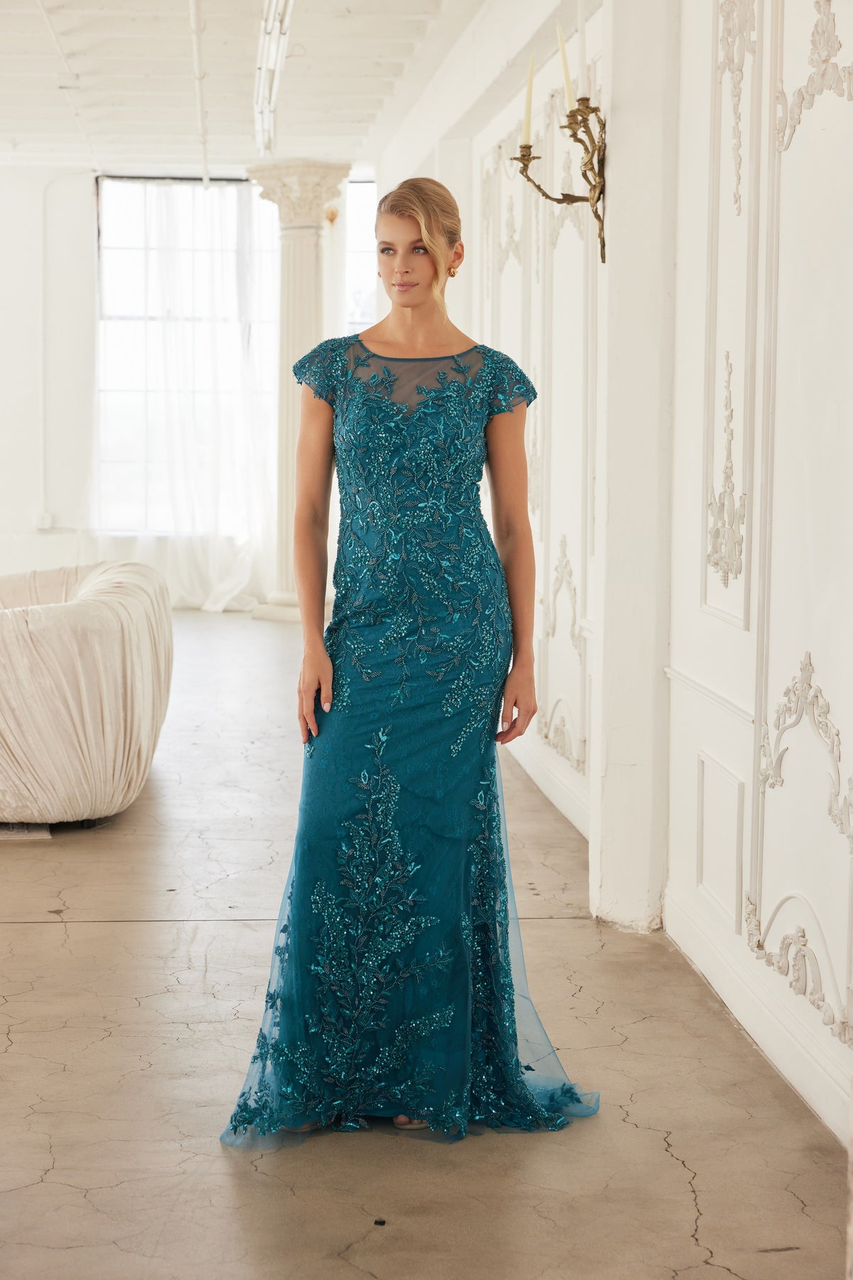 Althea evening dress in Teal