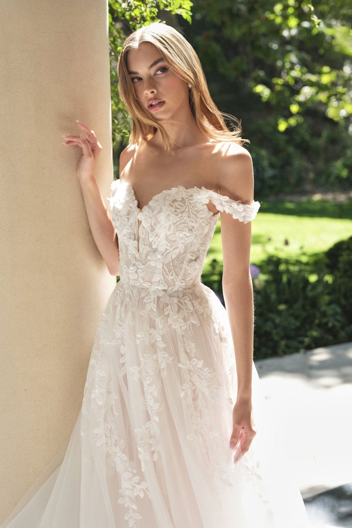 Alyce wedding dress in Off White-Nude, view 3