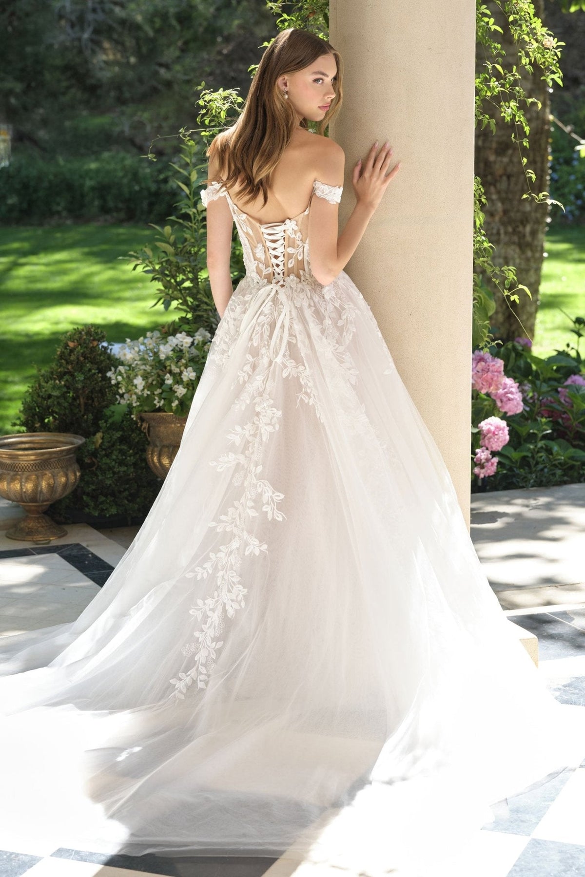 Alyce wedding dress in Off White-Nude, view 4