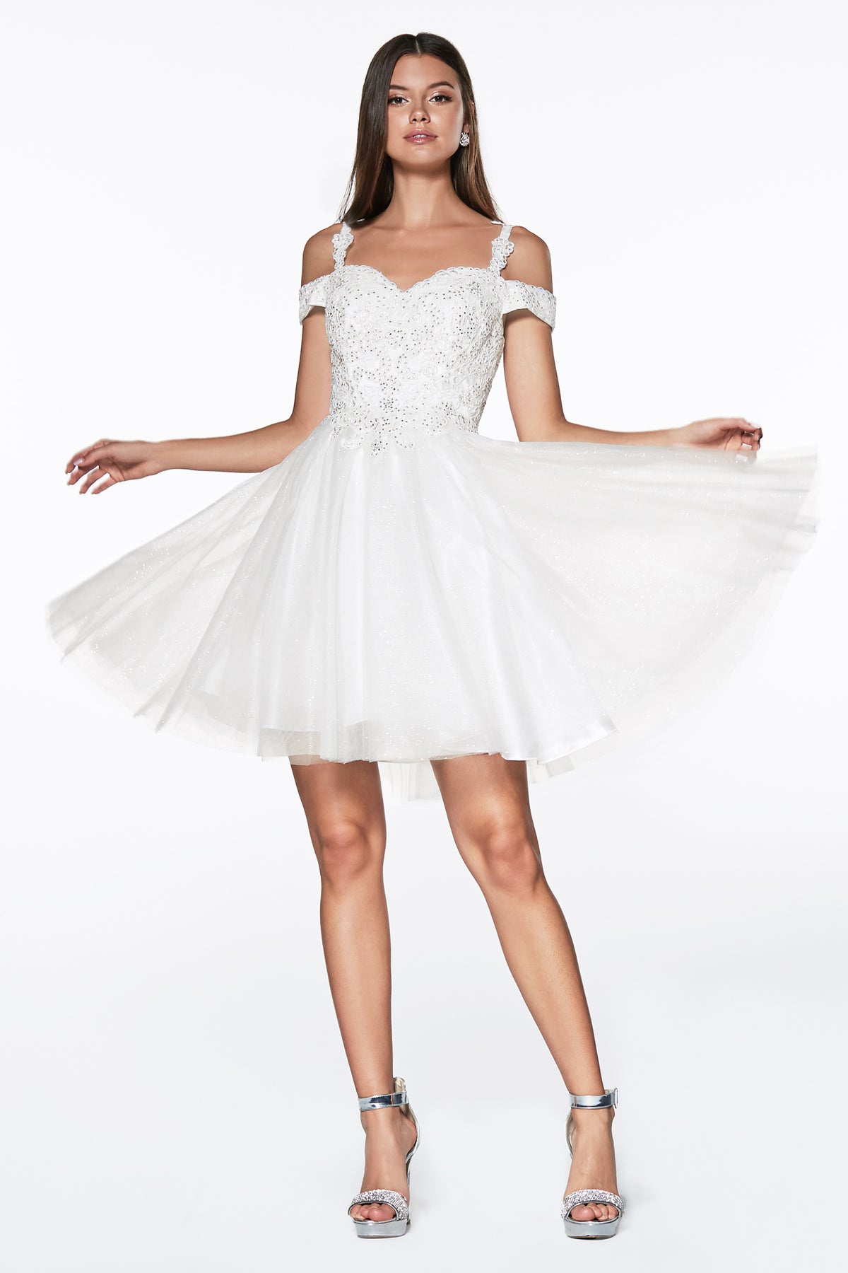 Amina dress in Off White — front view