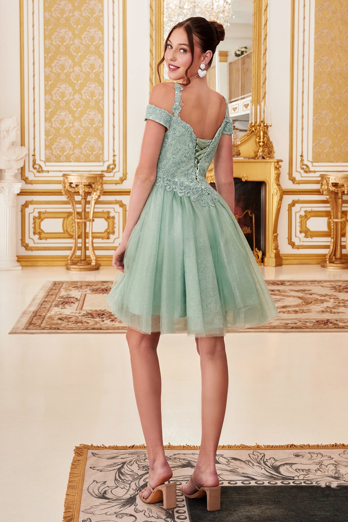 Amina dress in Sage — front view
