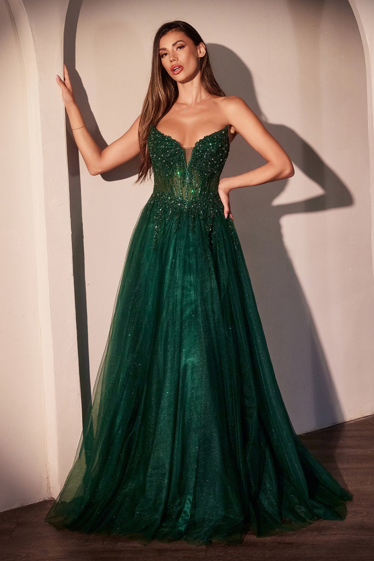 Arleth dress in Emerald — front view