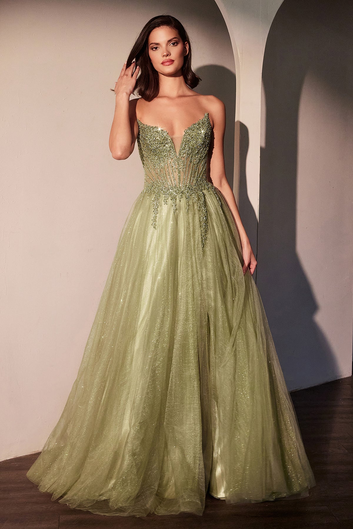 Arleth dress in Greenery — front view