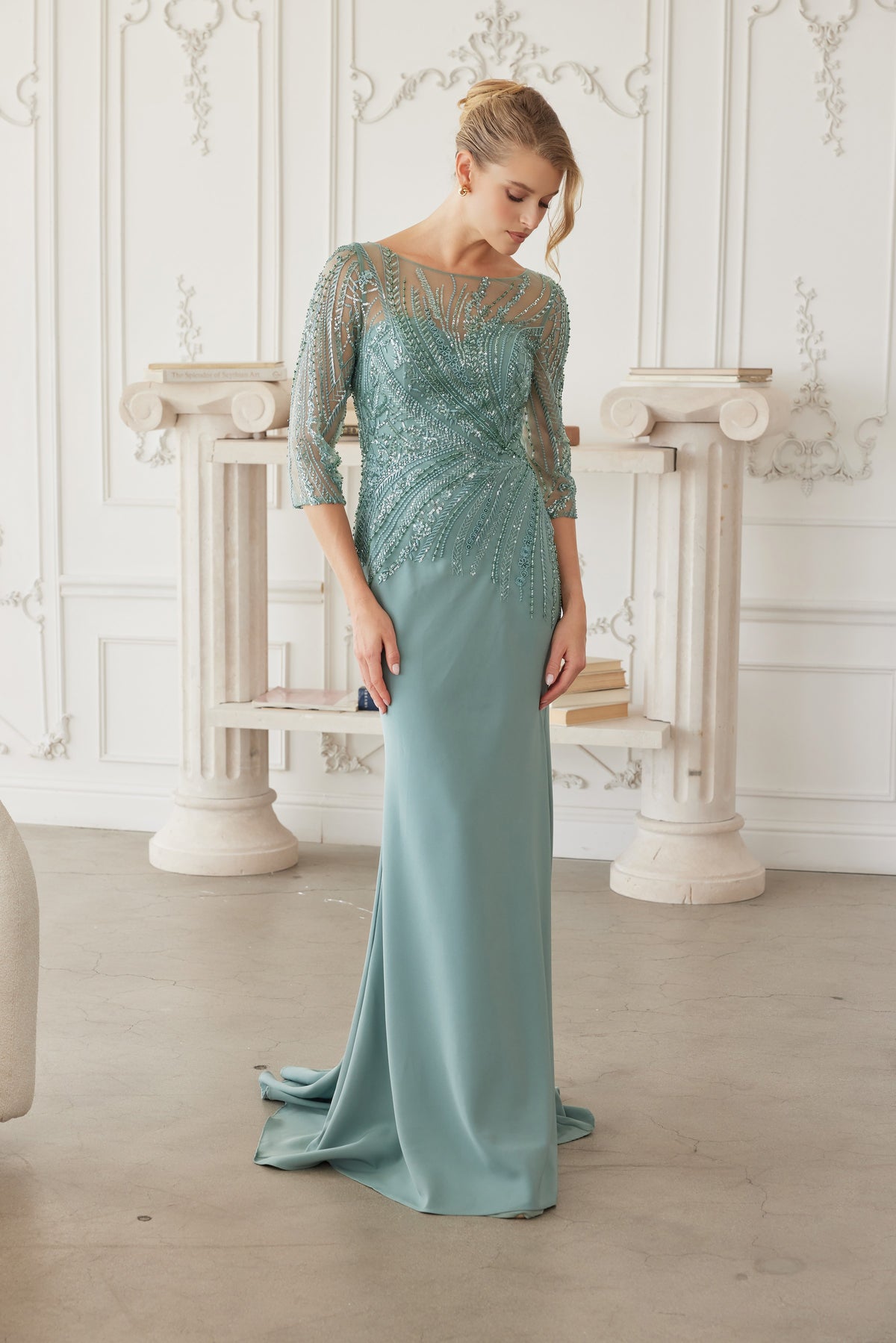 Aveline evening dress in Green