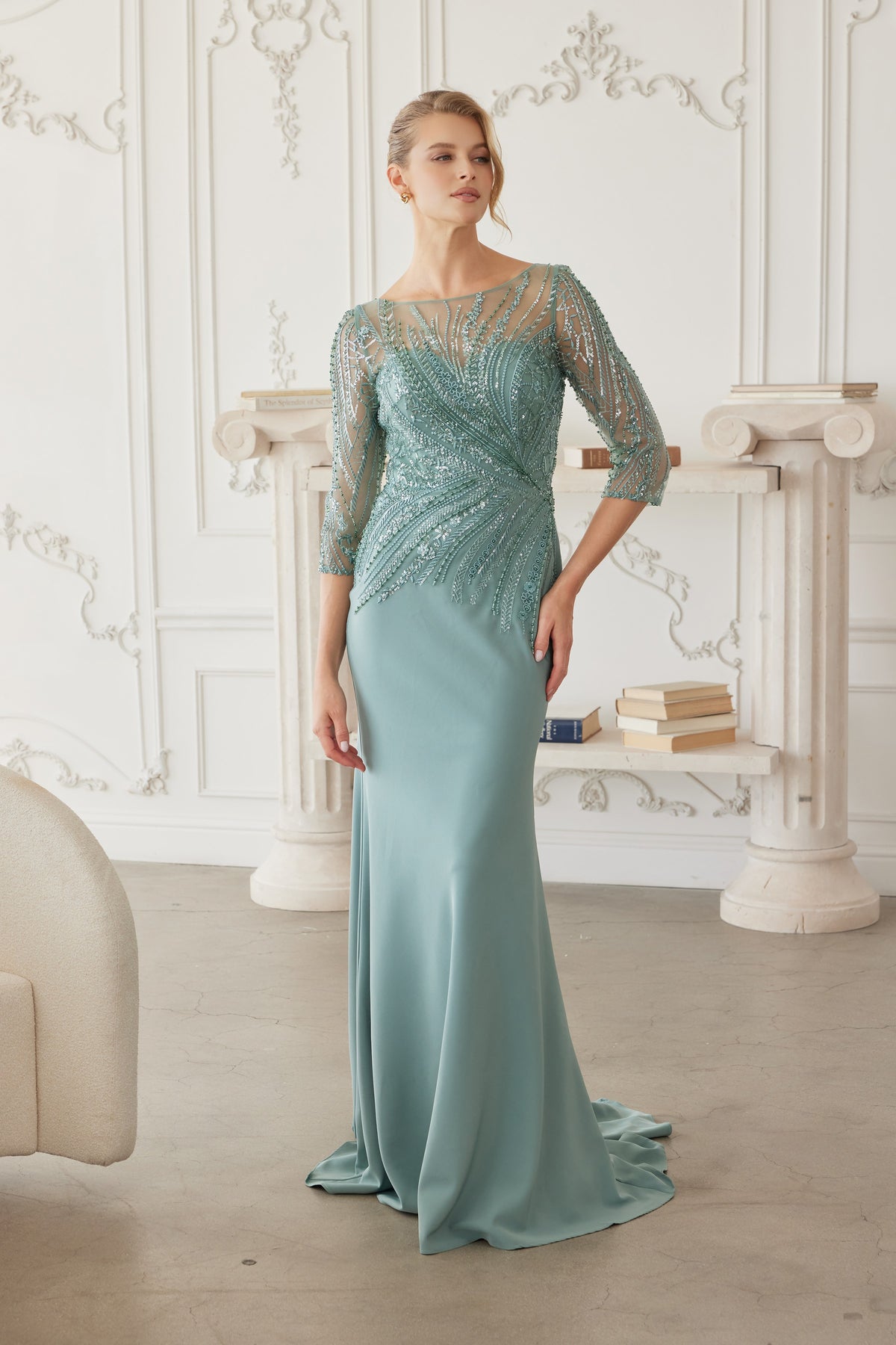 Aveline evening dress in Green