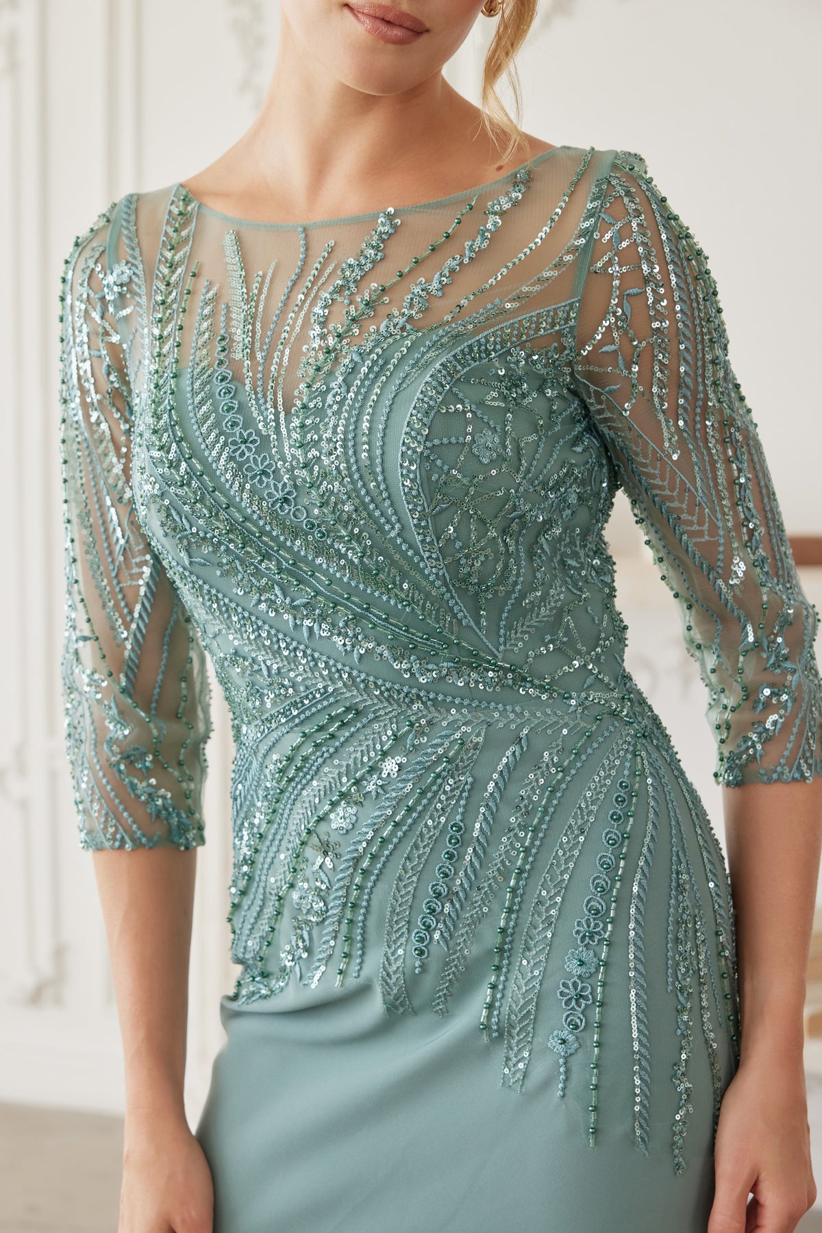Aveline evening dress in Green